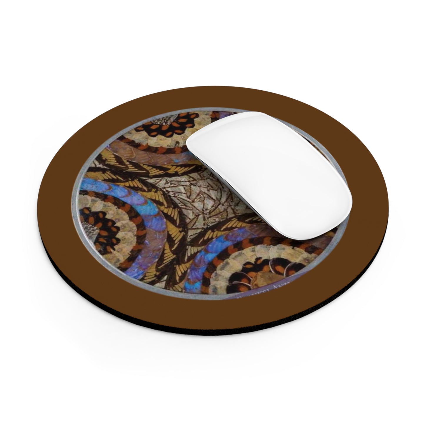 Tropical Mouse Pad, 2 Shapes - Beach Vibes for Home Office & Gamer / Real Butterfly Wing Art, Brown