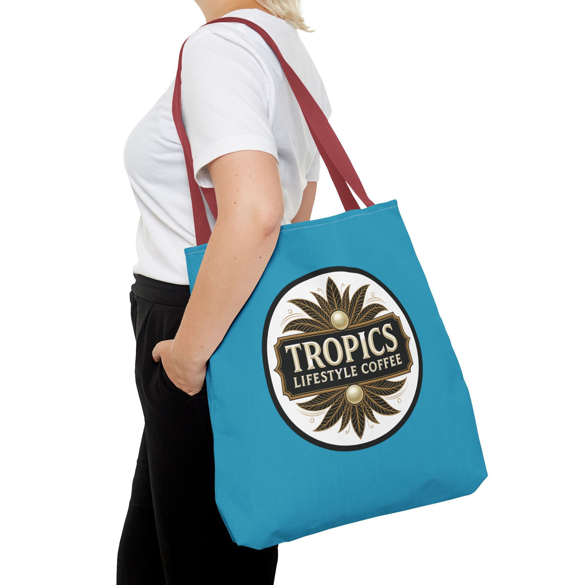 Tropics Lifestyle Coffee Tote Bag - 3 Sizes / Turquoise