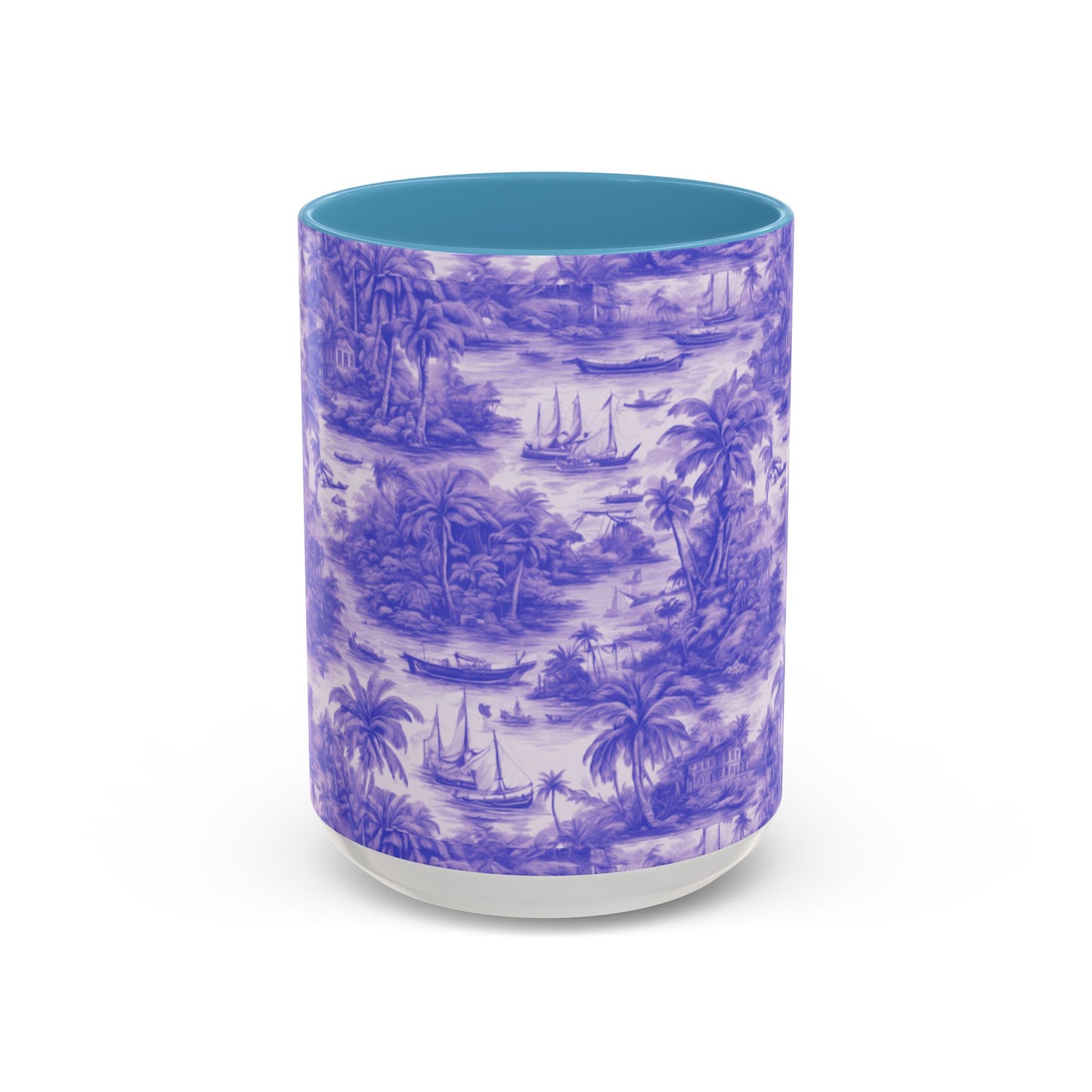 Accent Coffee Mug (11, 15oz), 8 Colors - Tropical Toile #1, purple