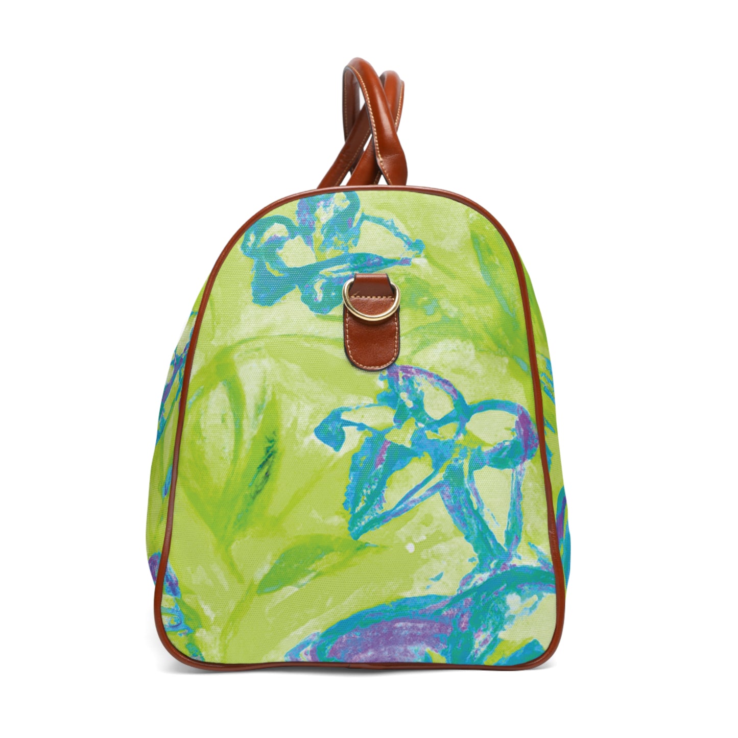Tropical Waterproof Travel Bag - Perfect for Beach Getaways / Tropical Doodles, Hot Lime