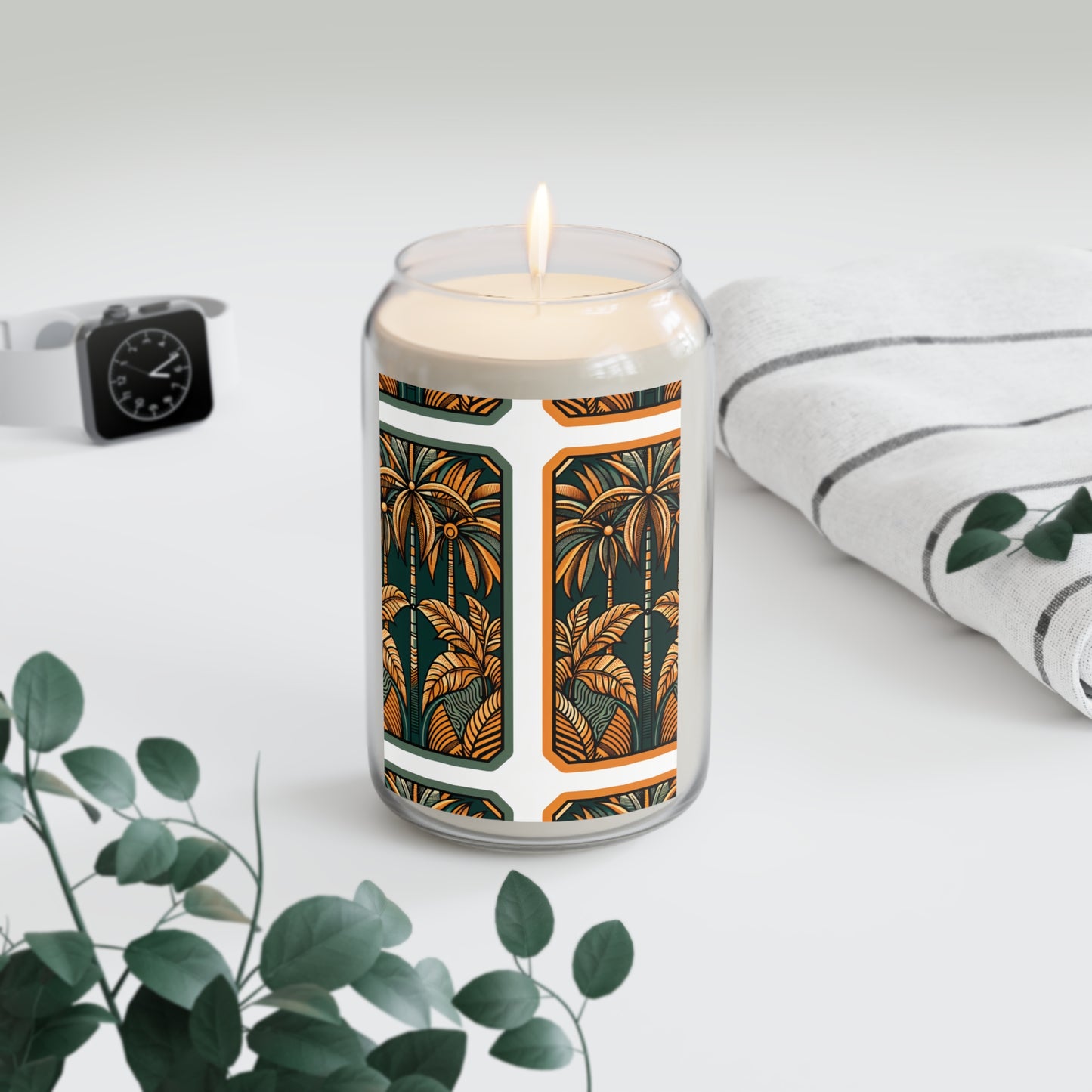 Scented Candle, 13.75oz - Deco Palm Grove, Brown/Green