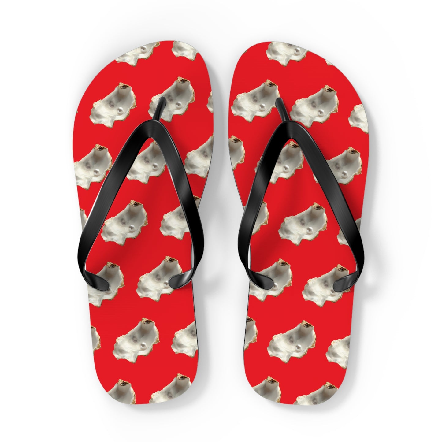 Flip Flops - White Pearl Oyster, red