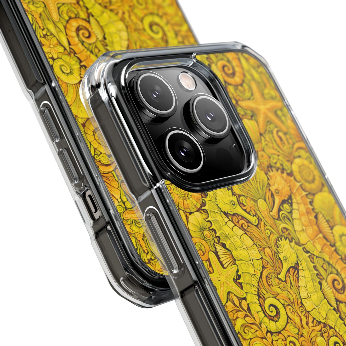 Seahorses/Yellow Magnetic Clear Phone Case, Many Models