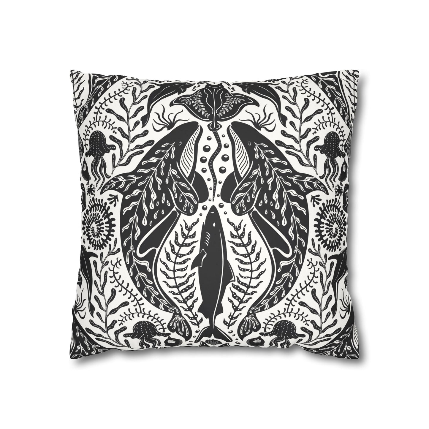 Faux Suede Square Pillowcase - Mystic Ocean, Black