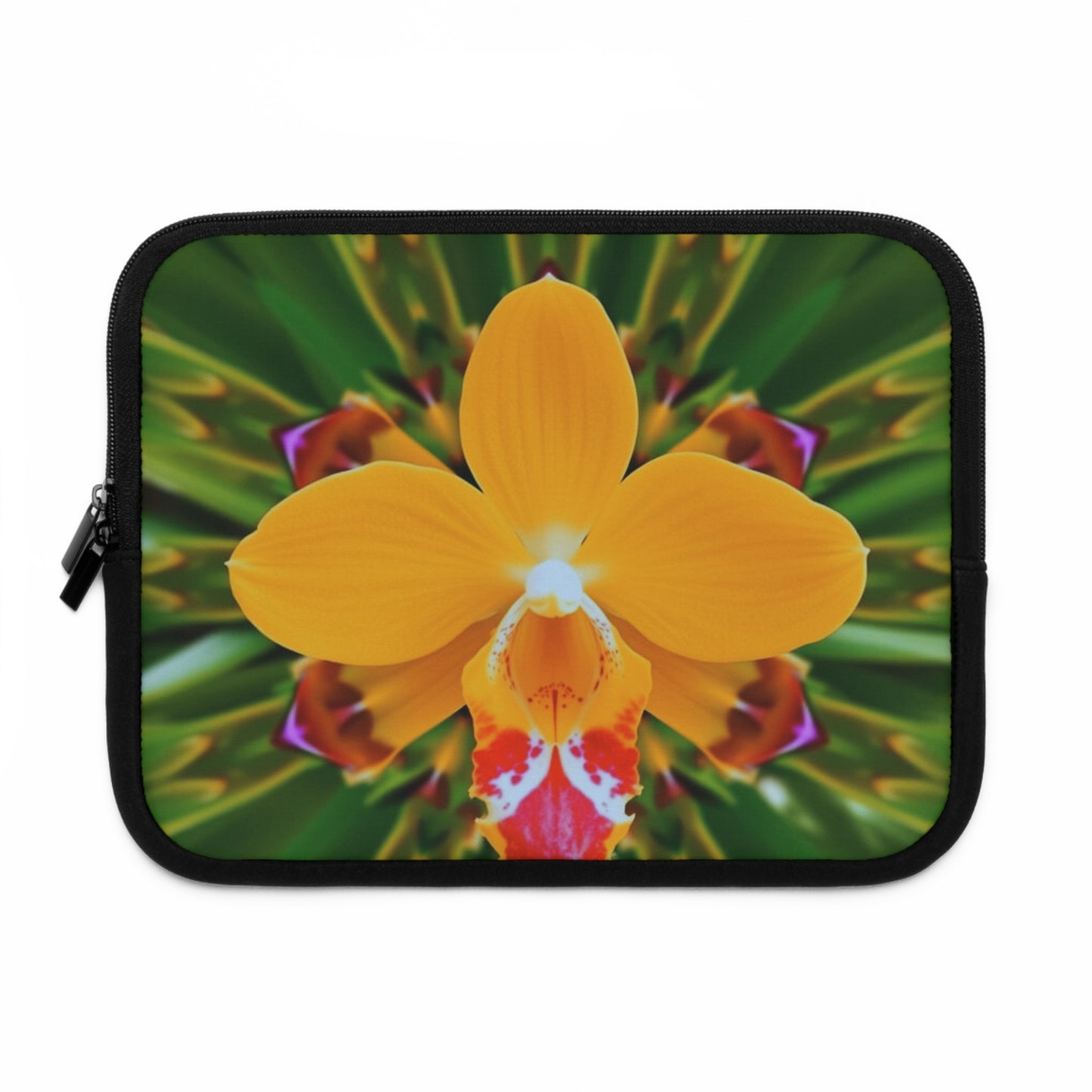 Tropical Laptop Sleeve, 5 Sizes - Perfect for Beach Lovers & Students / Kaleido Orange Orchid