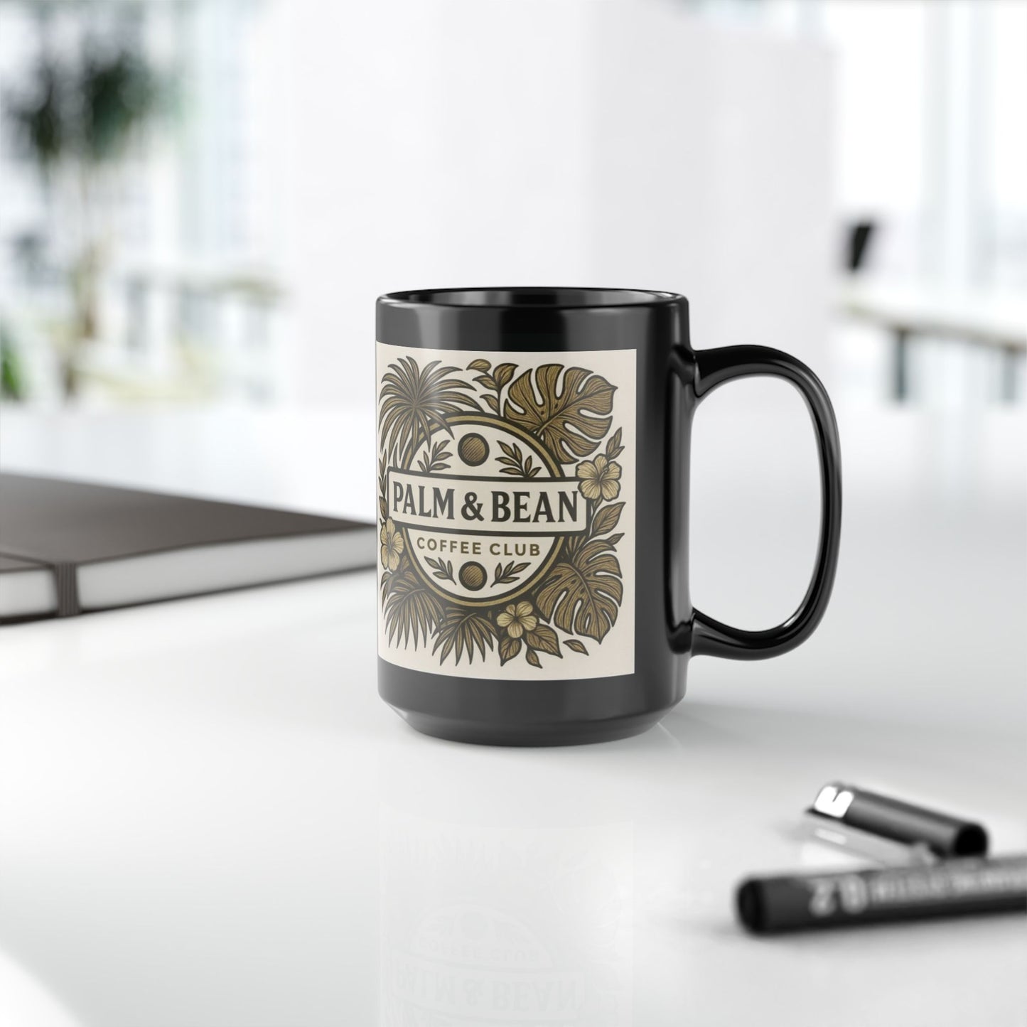 Black Coffee Mug - Palm & Bean Coffee Club