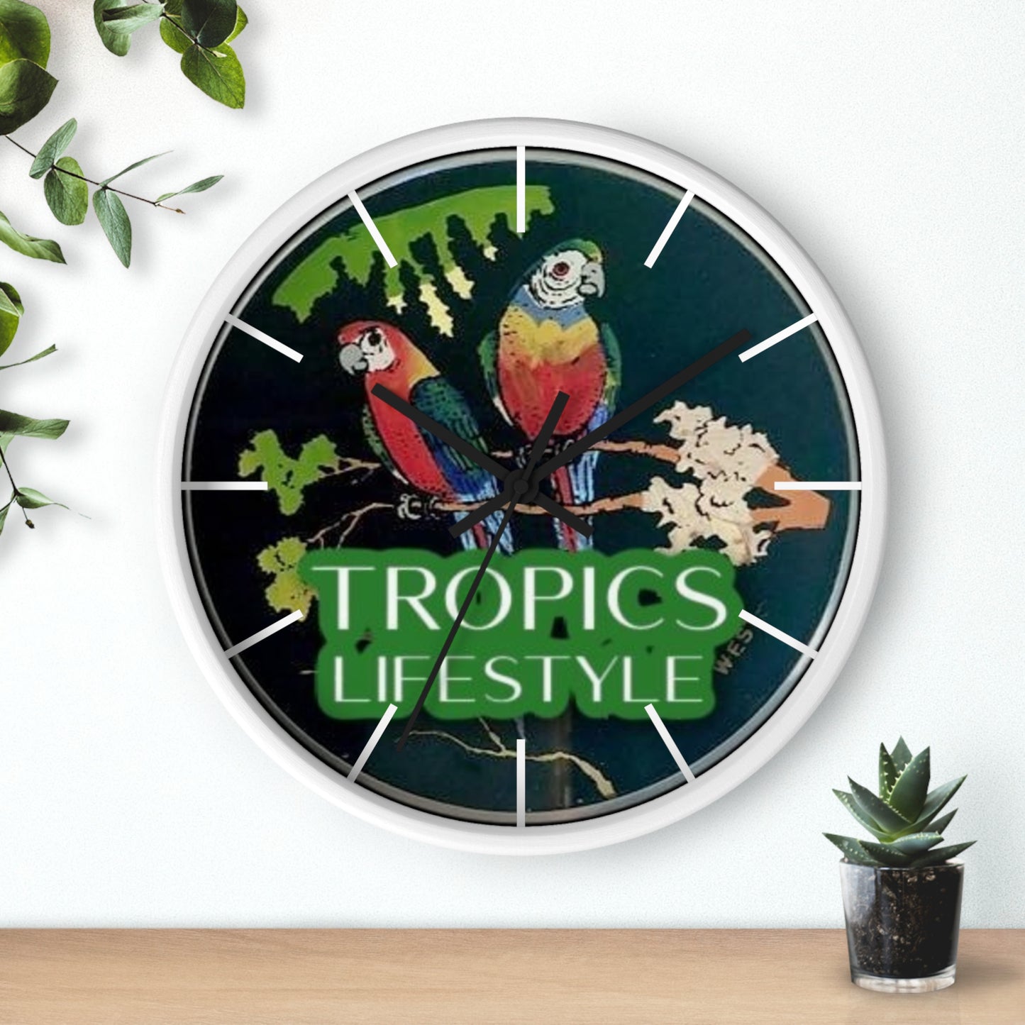 Wall Clock, Two Brazilian Parrots, Hands/Base Variants