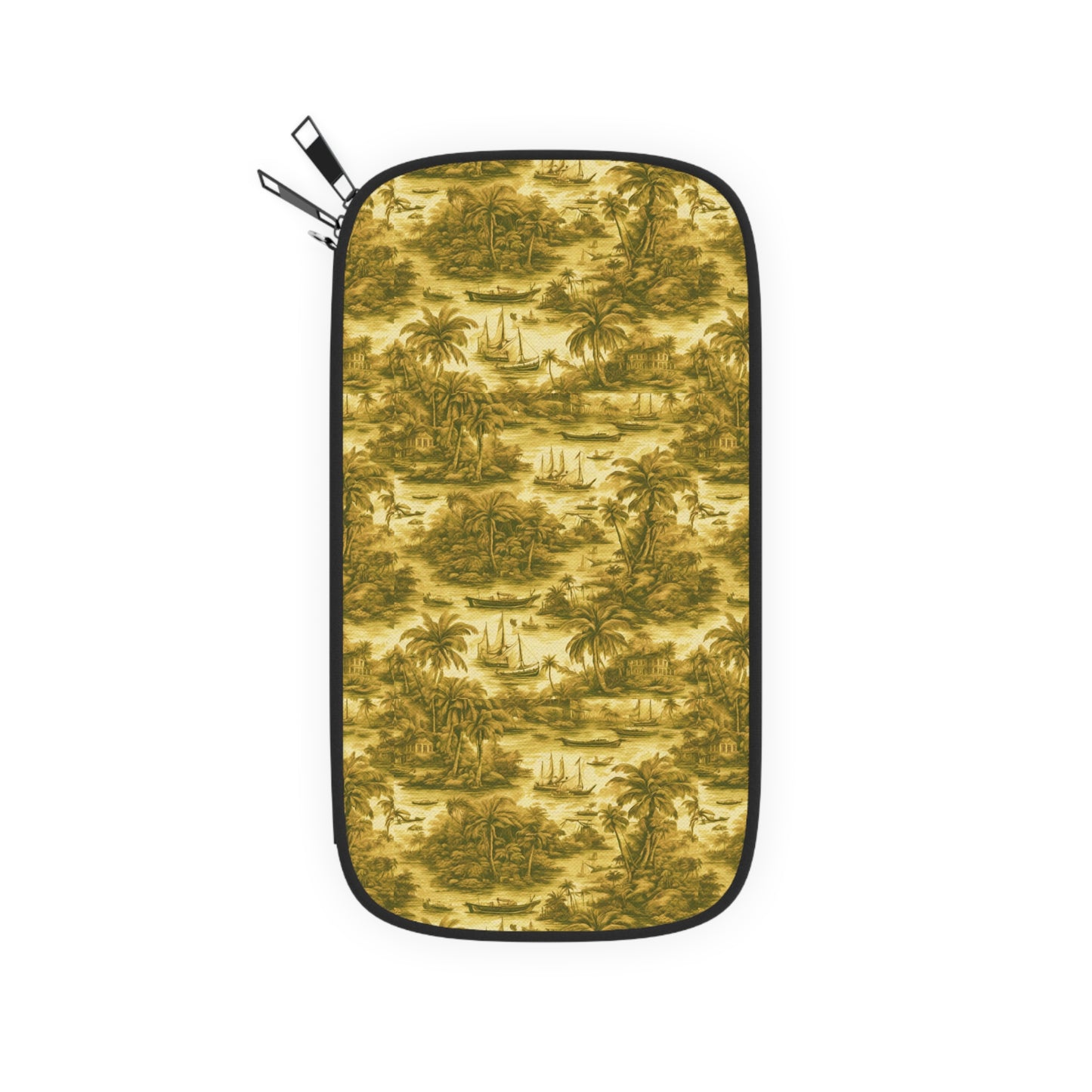 Passport Wallet – Perfect for Travelers & Adventurers / Tropical Toile, Gold
