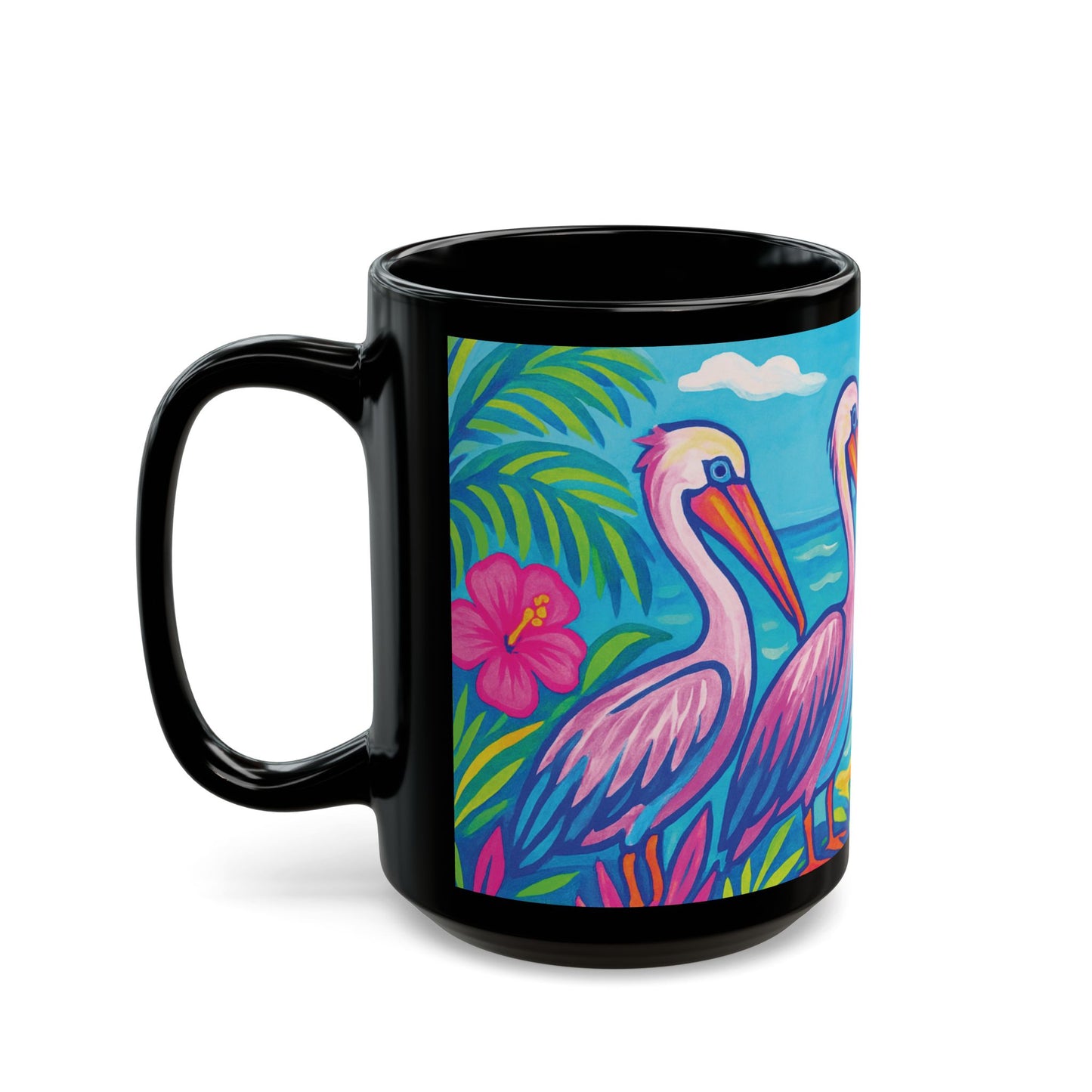 Black Coffee Mug - Beach Pelican Party