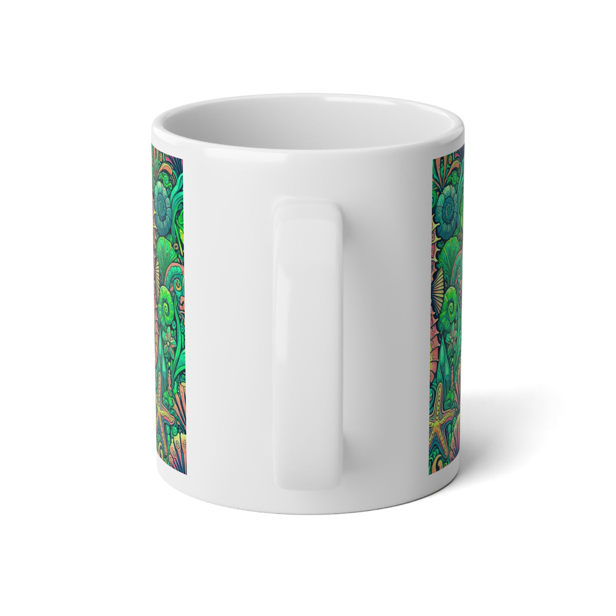 Jumbo Mug, 20oz, Seahorses Lime | Tropical Coffee Cup
