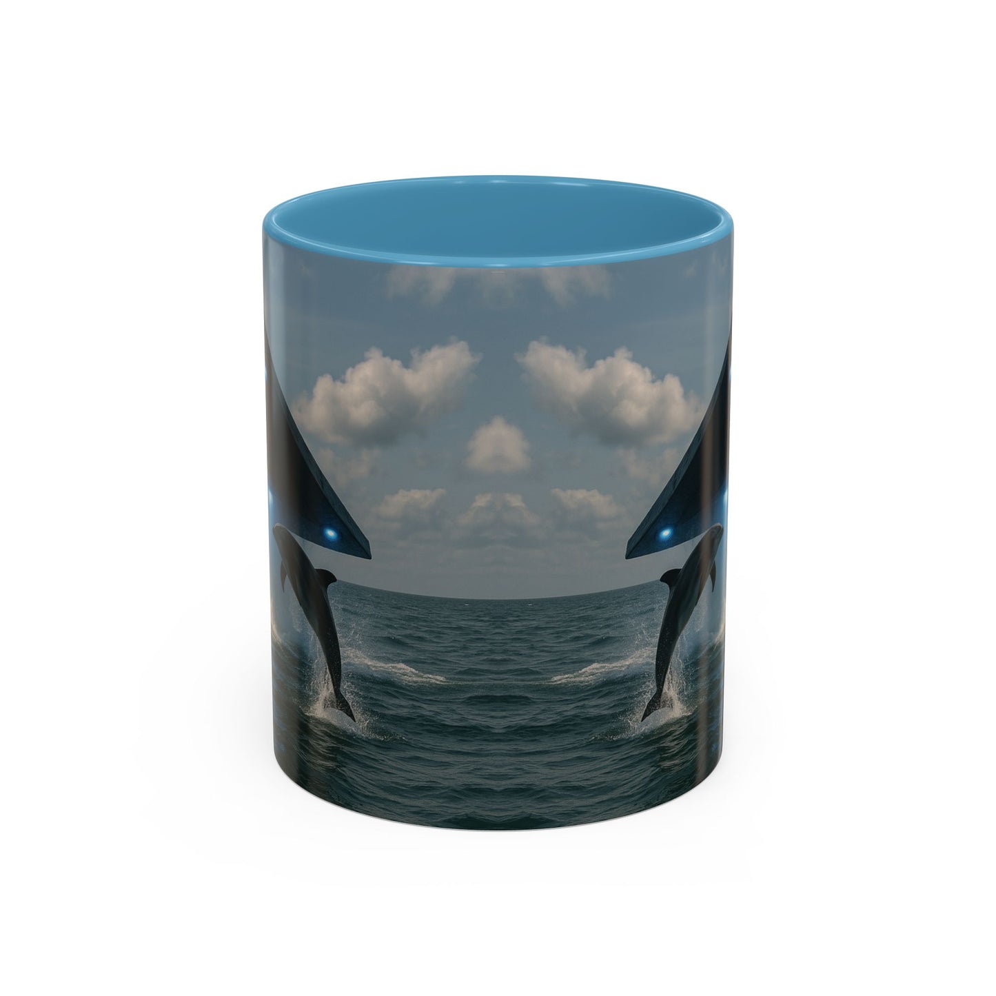 Accent Coffee Mug (11, 15oz), 8 Colors - UFO and Dolphin