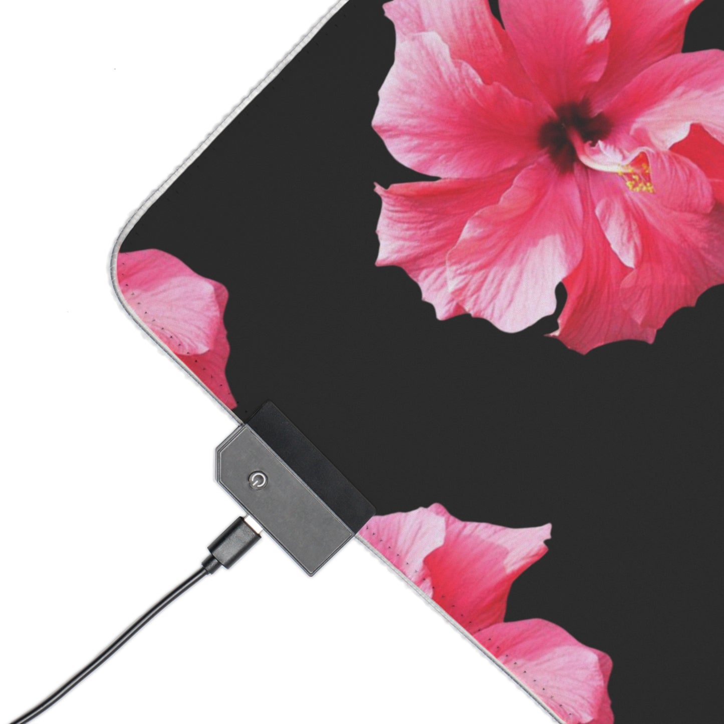 LED Gaming Mouse Pad With Vibrant RGB Lighting, 4 Sizes / Photo Hibiscus/Pink