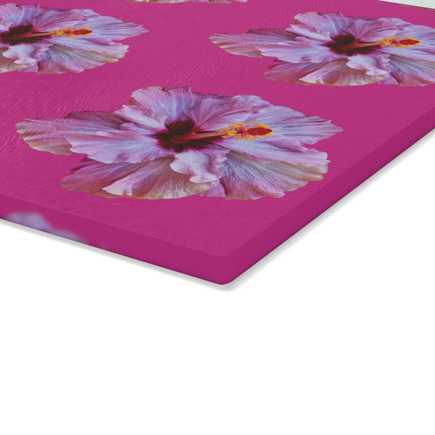 Glass Cutting Board, 2 sizes - Real Purple Hibiscus/Pink