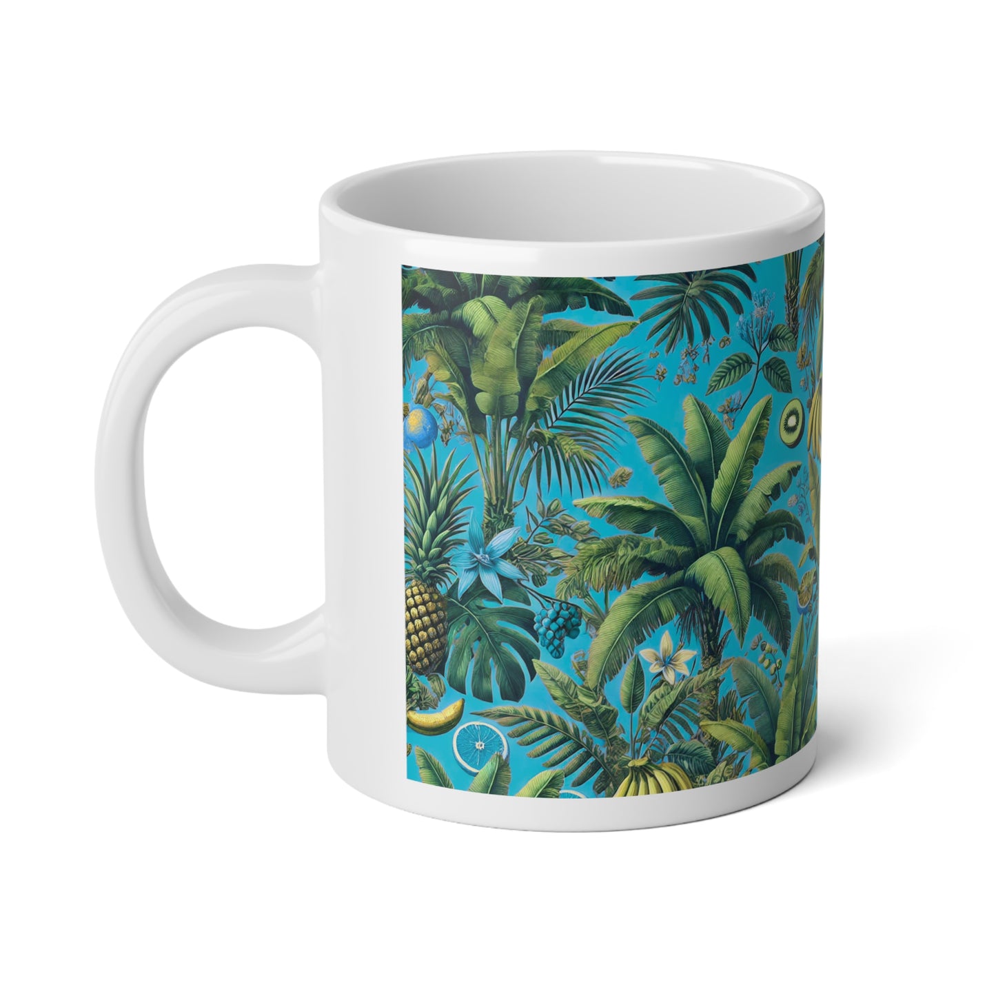 Jumbo Mug, 20oz, More Tropical Fruit Turquoise | Tropical Coffee Cup