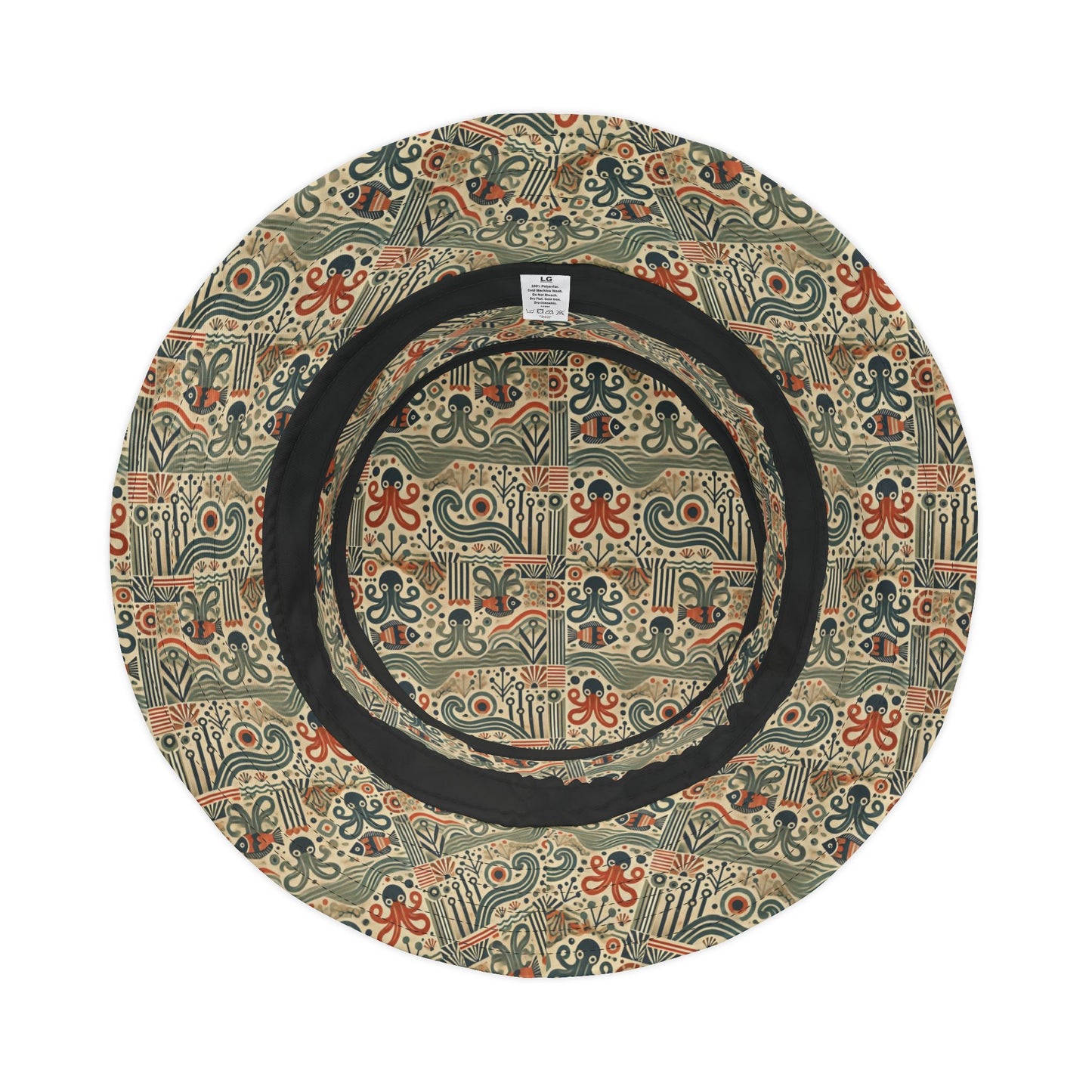 Tropical Polyester Bucket Hat, 2 Sizes - Mid-Century Octopus