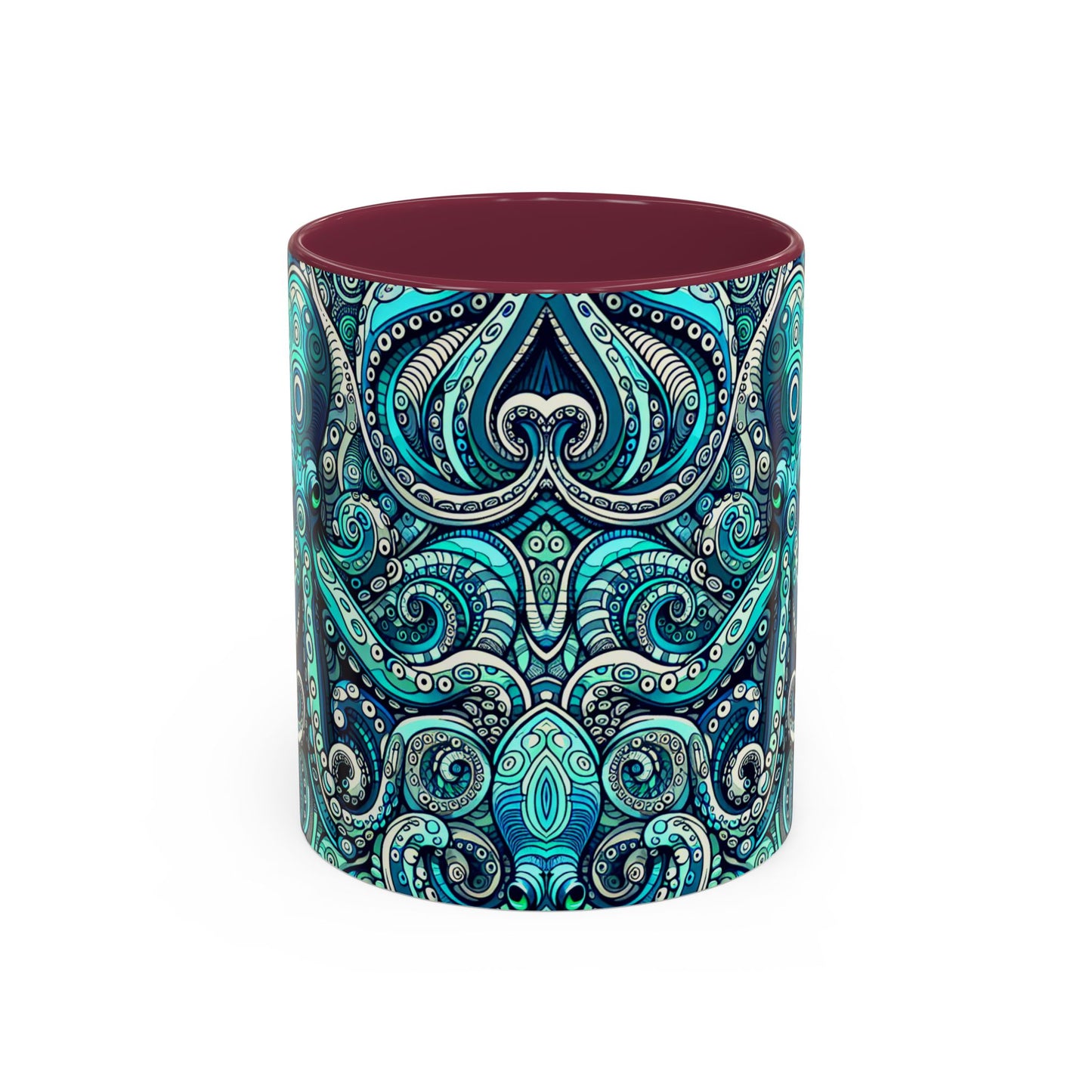 Accent Color Coffee Mug, Many Colors - 11oz & 15oz / Aqua Octopus
