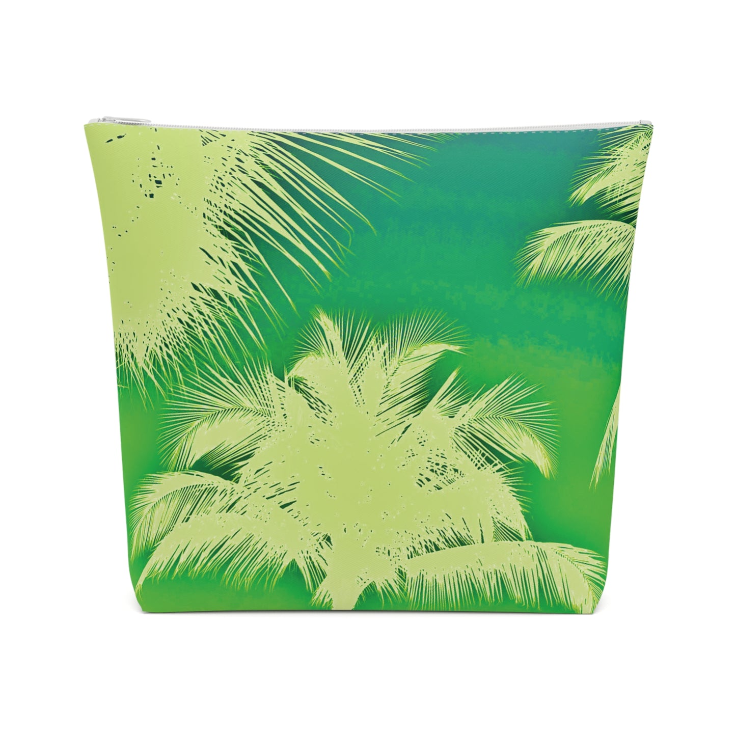 Tropical Cotton Cosmetic Bag, Makeup Pouch, 5 Sizes / Palm Glow, Green