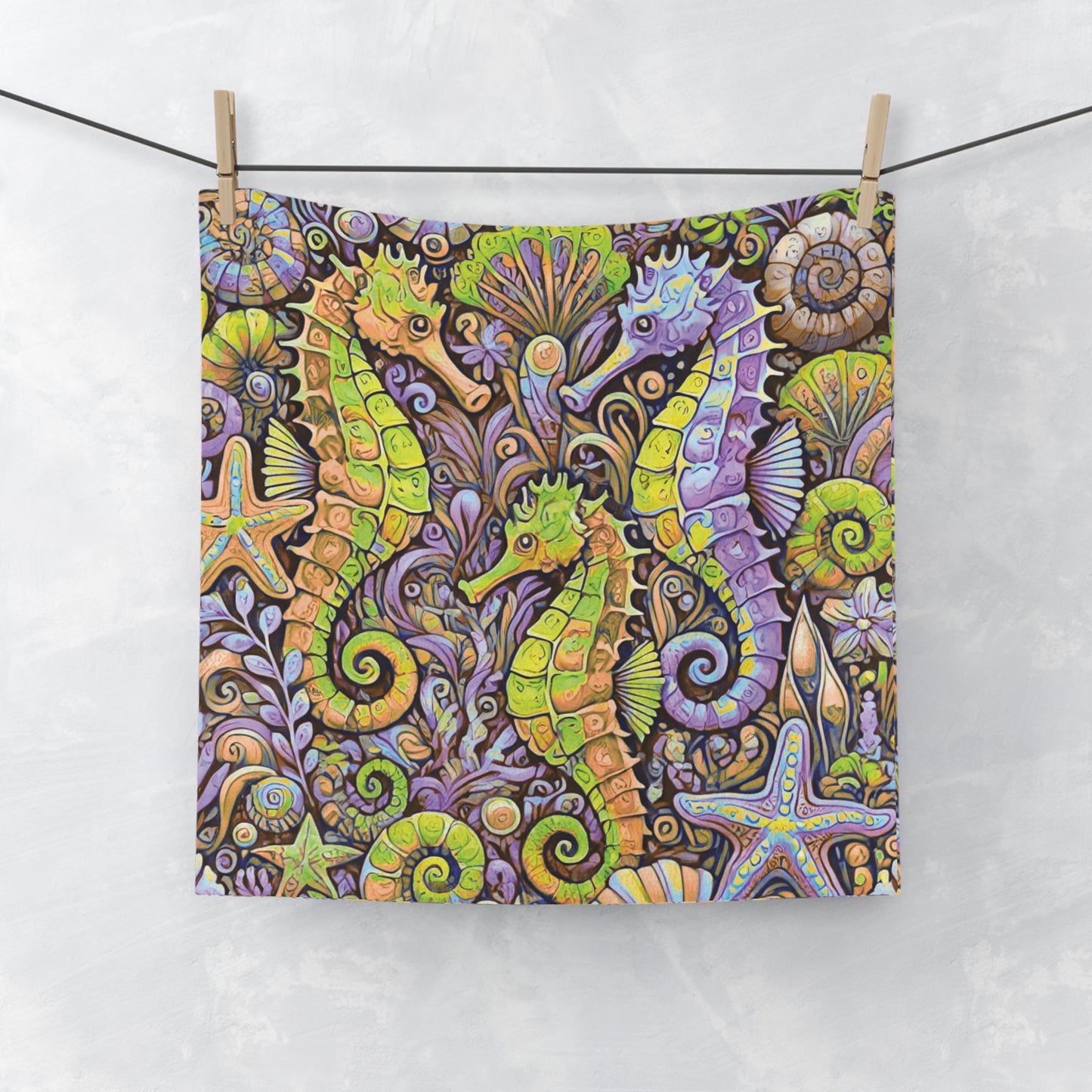 Face Towel - Seahorse Trio/Purple