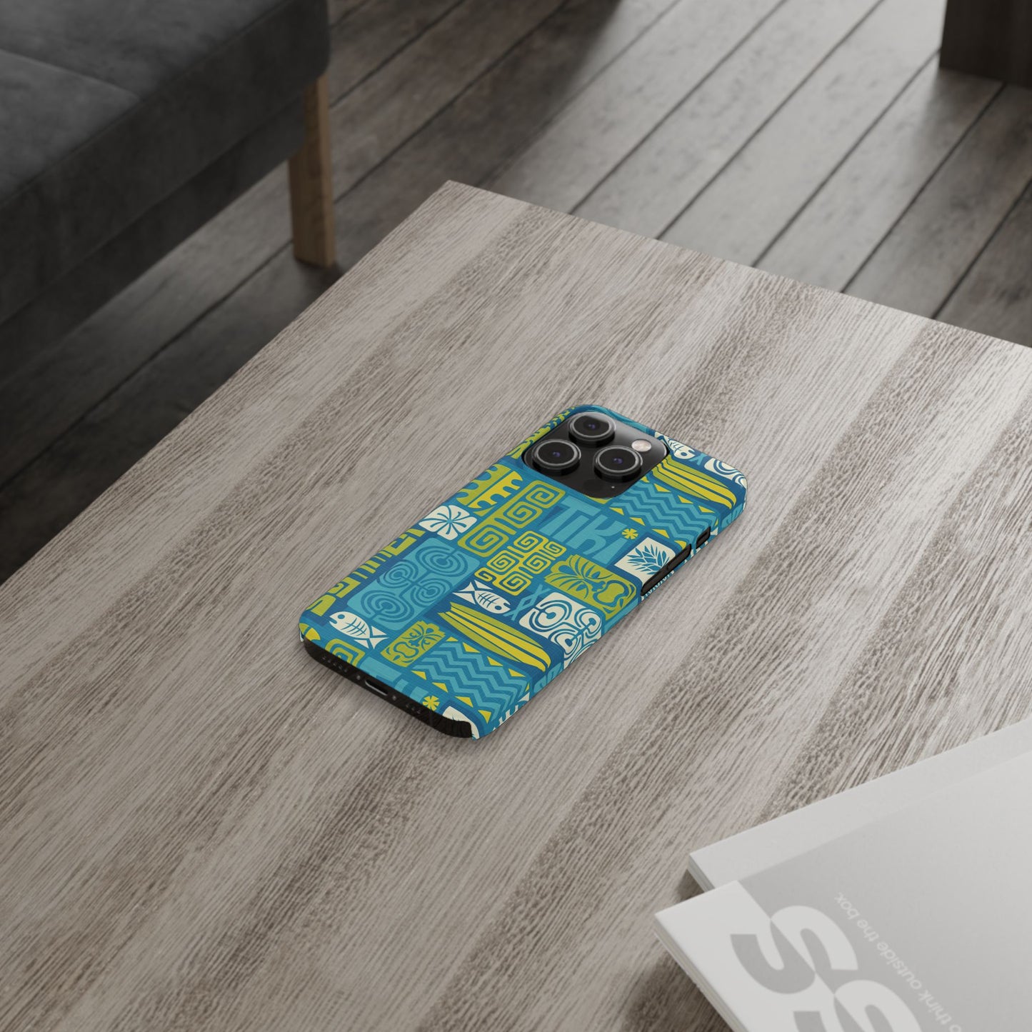 Slim Phone Cases - Tiki Poster Blue