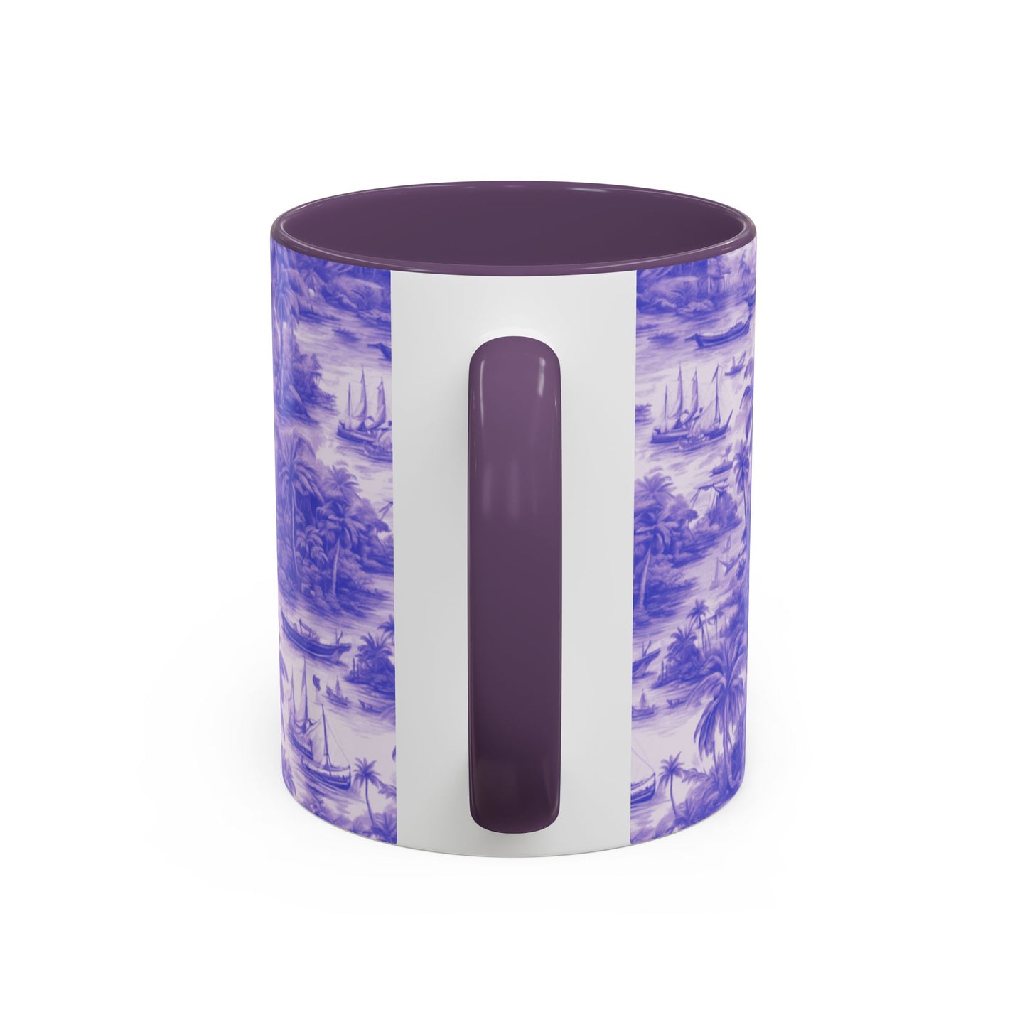 Accent Coffee Mug (11, 15oz), 8 Colors - Tropical Toile #1, purple