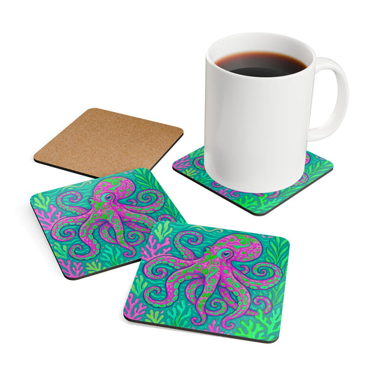 Four-piece Coaster Set - Purple Kraken Joe