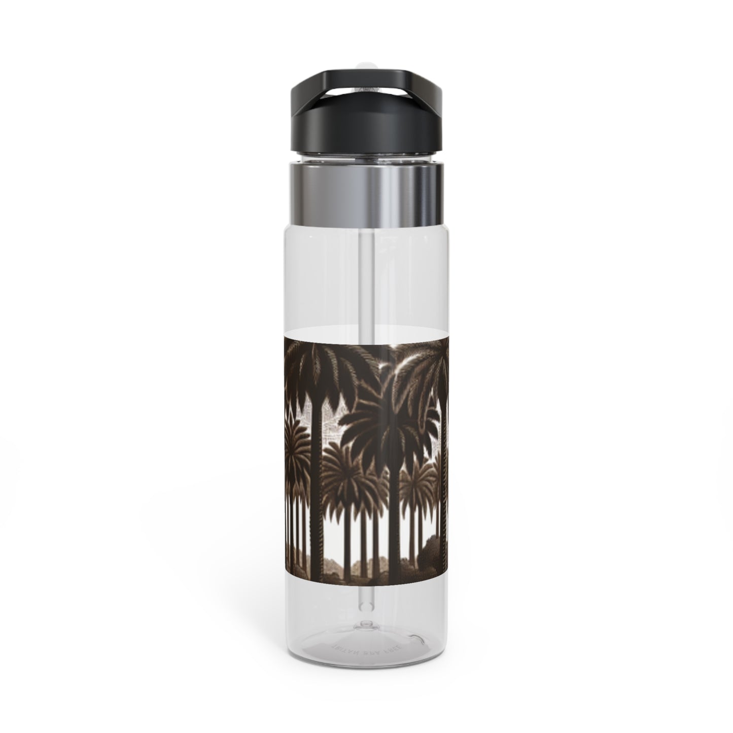 Tropical 20oz Tritan Sport Water Bottle -  Leakproof, Lightweight, BPA-Free / Woodcut Palms