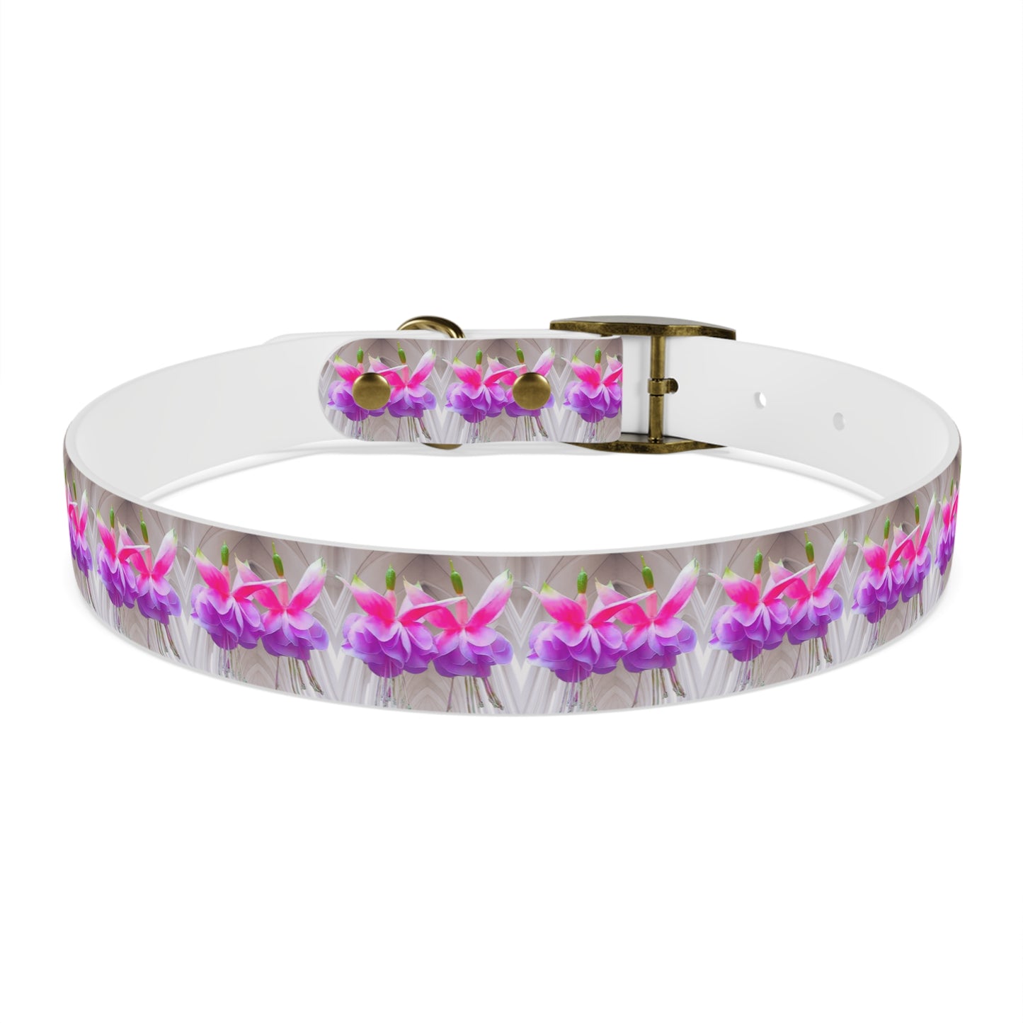 Dog Collar - Two Pink Fuchsias / Gothic, Kaleidoscope