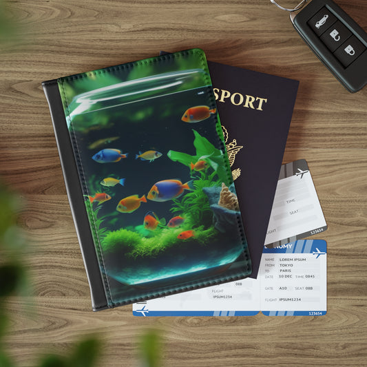 Tropical Passport Cover, Faux Leather - RFID blocking for travel security / Tropical Fish Bowl