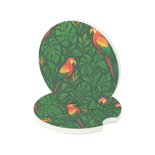 Soapstone Car Coaster - Parrot Family