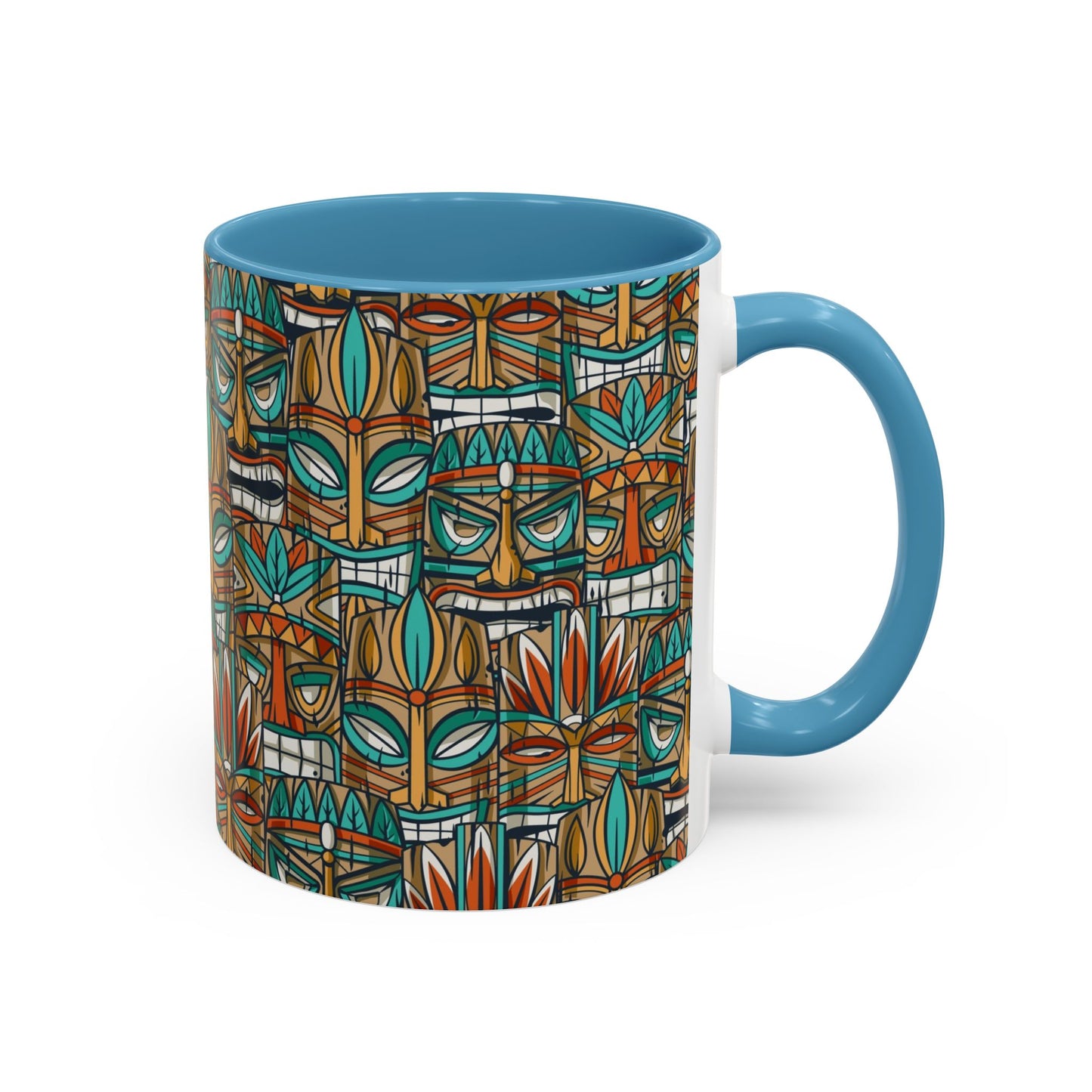 Accent Coffee Mug (11, 15oz), 8 Colors - Turquoise Tiki Party