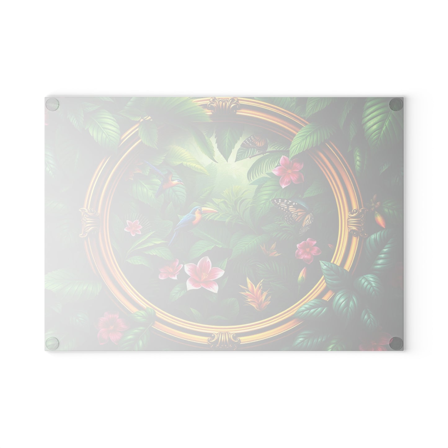 Glass Cutting Board, 2 sizes - Framed Rainforest