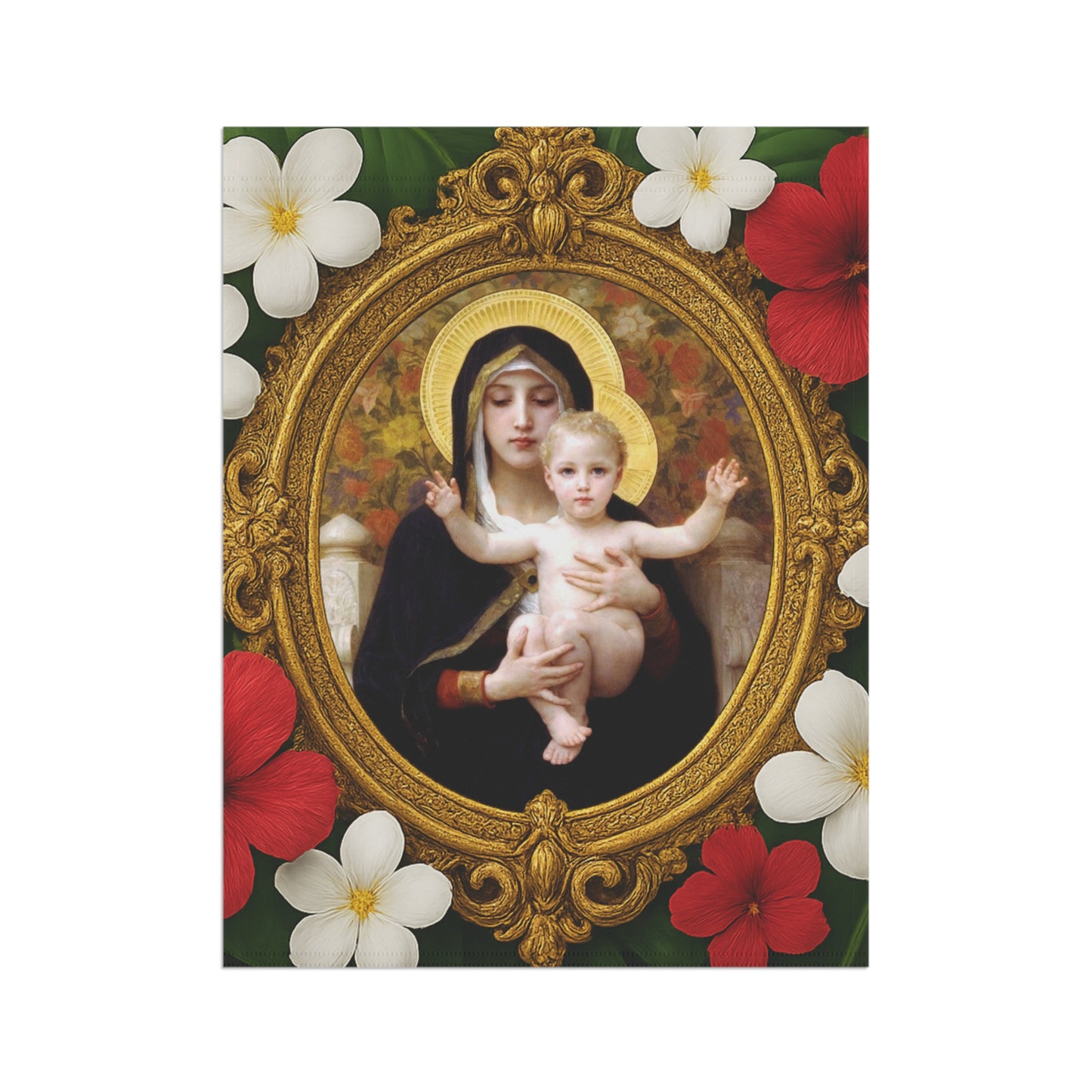 Religious Tropical Garden Flag  - Perfect for Outdoor Decor / Virgin of the Lilies
