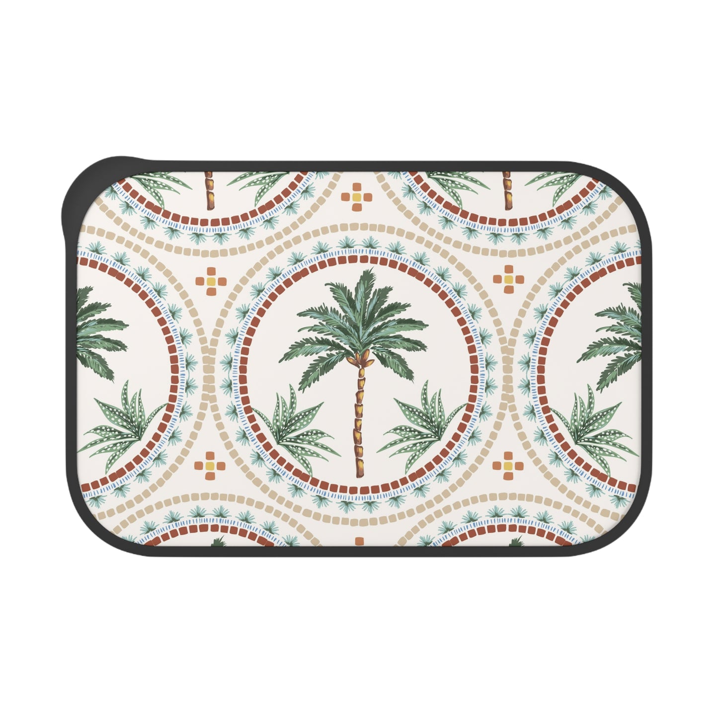 Bento Box with Utensils - Mosaic Palm Trees