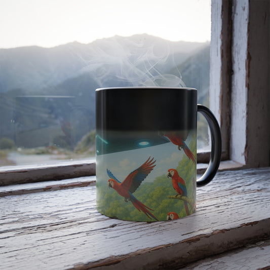 Color Morphing Mug, 11oz ~ UFO and Macaws