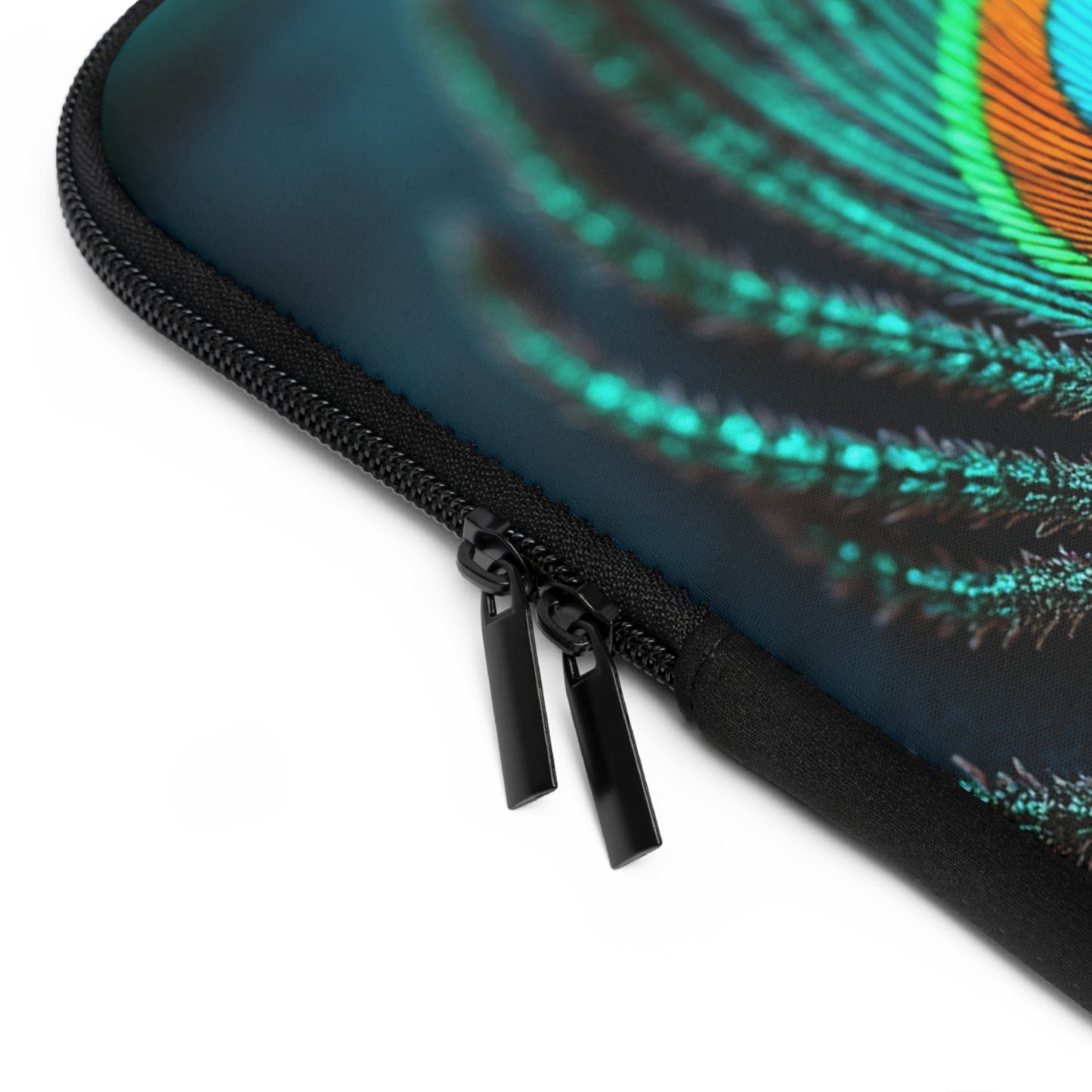 Tropical Laptop Sleeve, 5 Sizes - Perfect for Rainforest Lovers & Students / Peacock Eye Feather, Turquoise