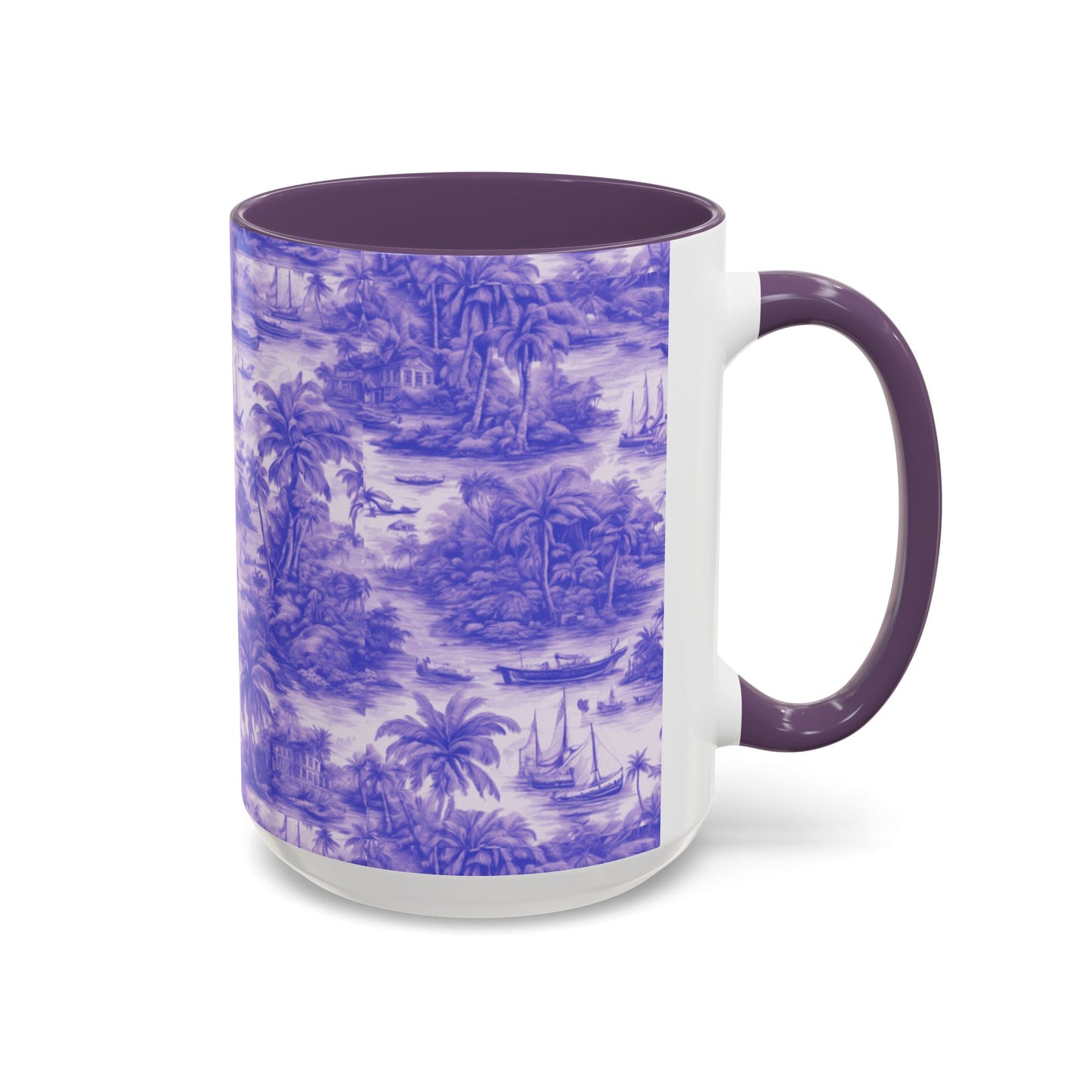 Accent Coffee Mug (11, 15oz), 8 Colors - Tropical Toile #1, purple