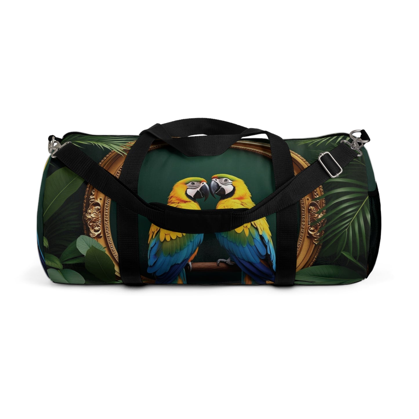 Tropical Rainforest Duffel Bag - Perfect for Travel and Gym / Framed Parrot Pair