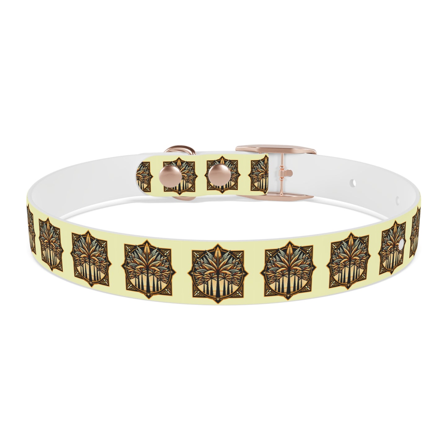 Dog Collar - Deco Palm Trees, Buttercream