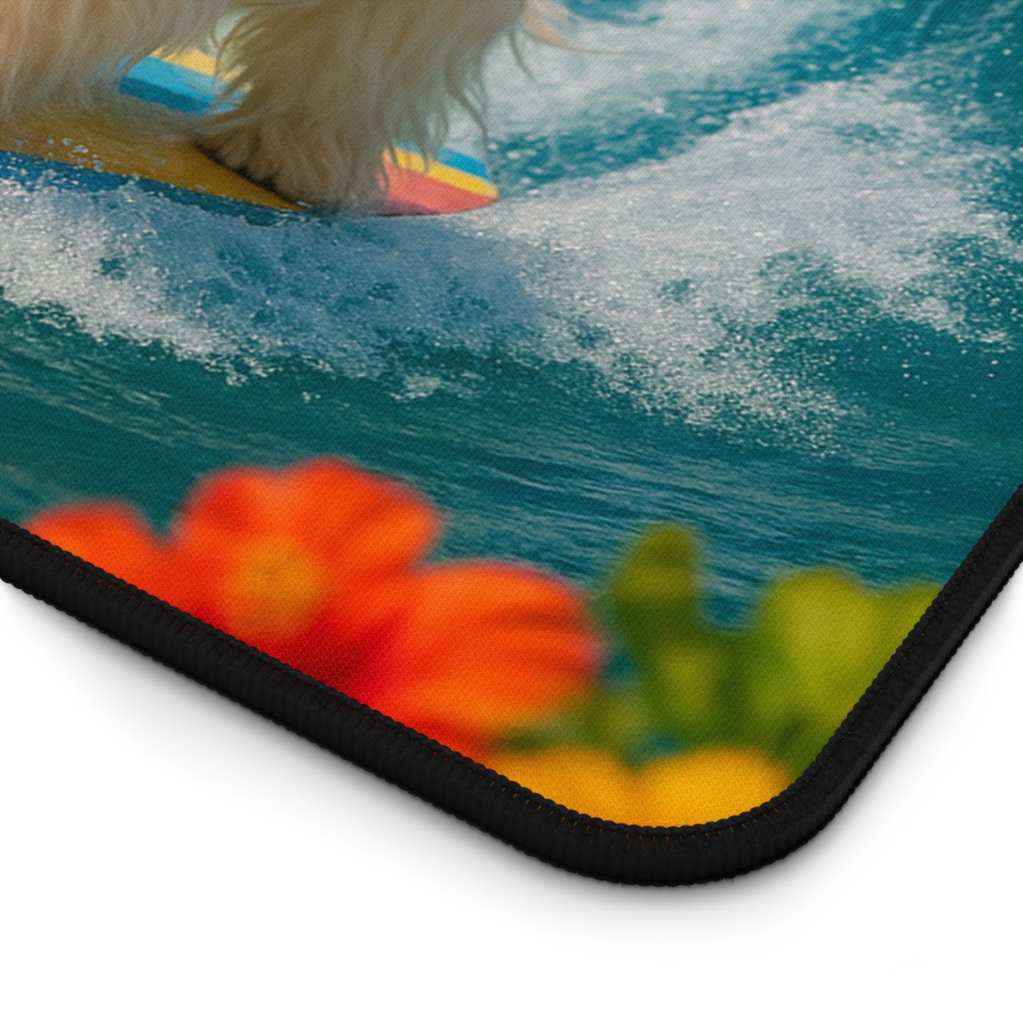Tropical Mouse Pad/Desk Mat, 3 Sizes - Perfect for Home Office - Puppy Ariel the Dog Surfer