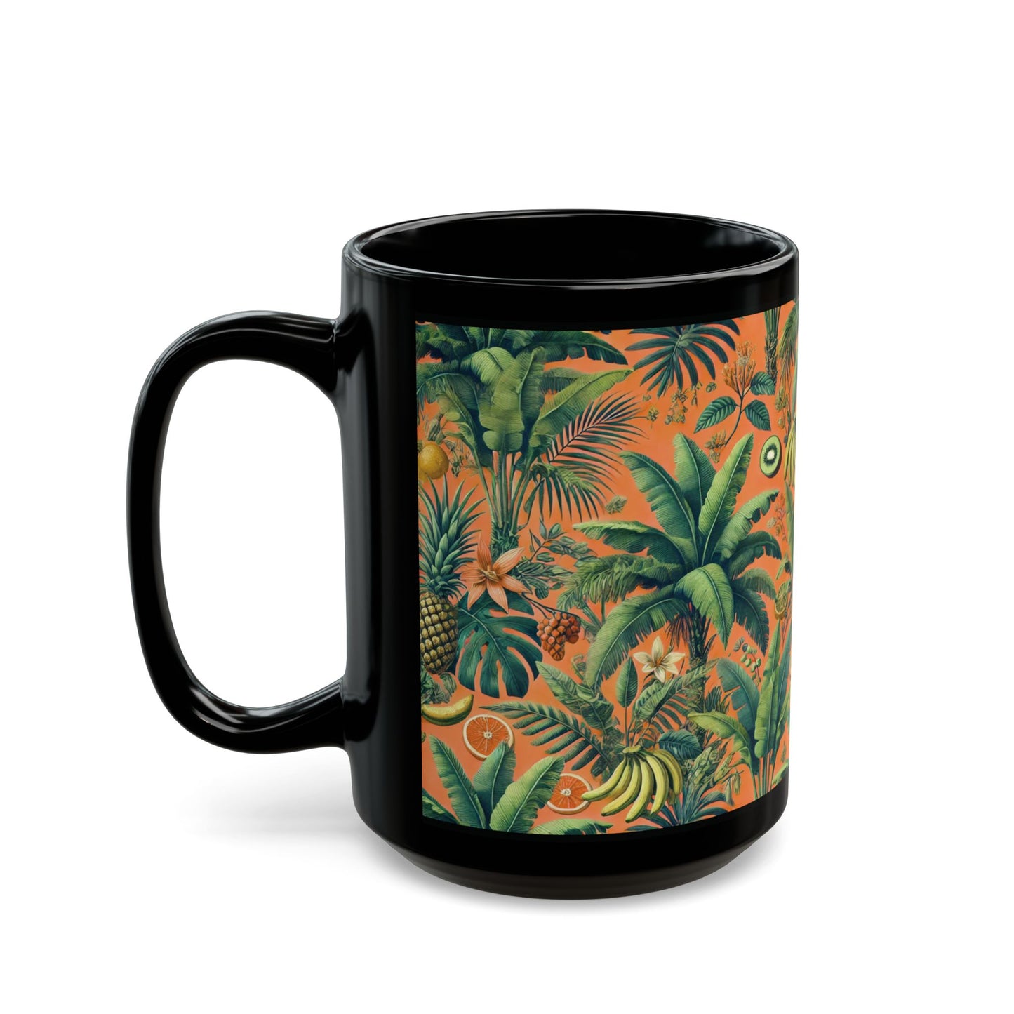 Black Coffee Mug - Tropical Fruit, Orange