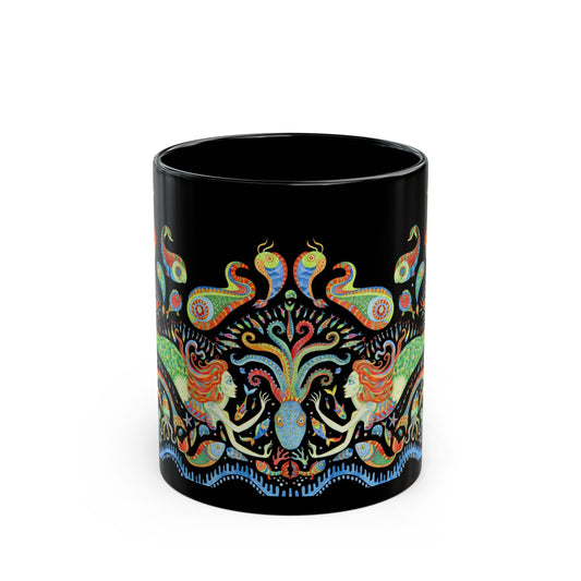 Mermaid Kingdom/Midnight, Black Coffee Mug