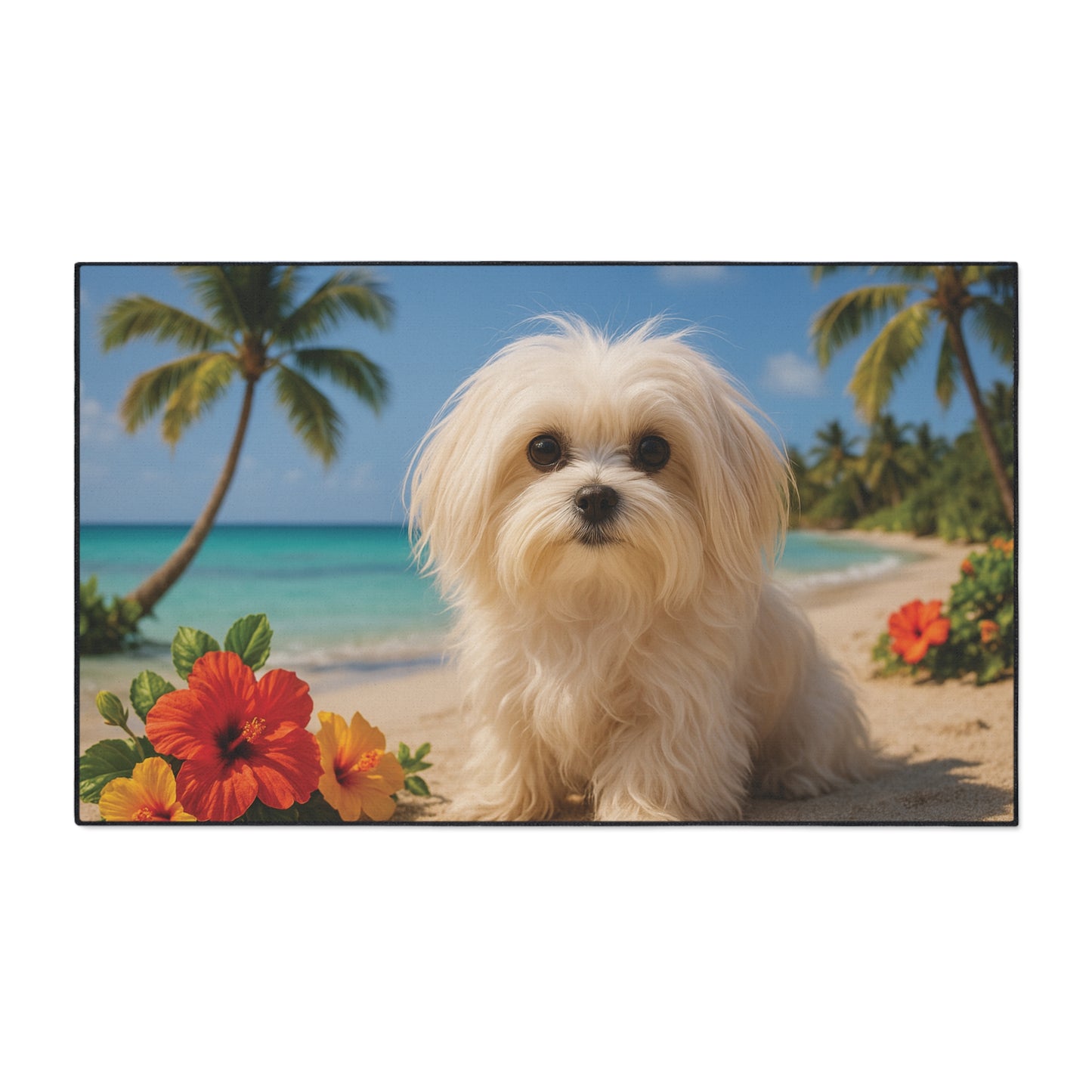 Heavy Duty Floor Mat, 5 Sizes – Tropical Area Rug for Home Décor / Puppy Ariel