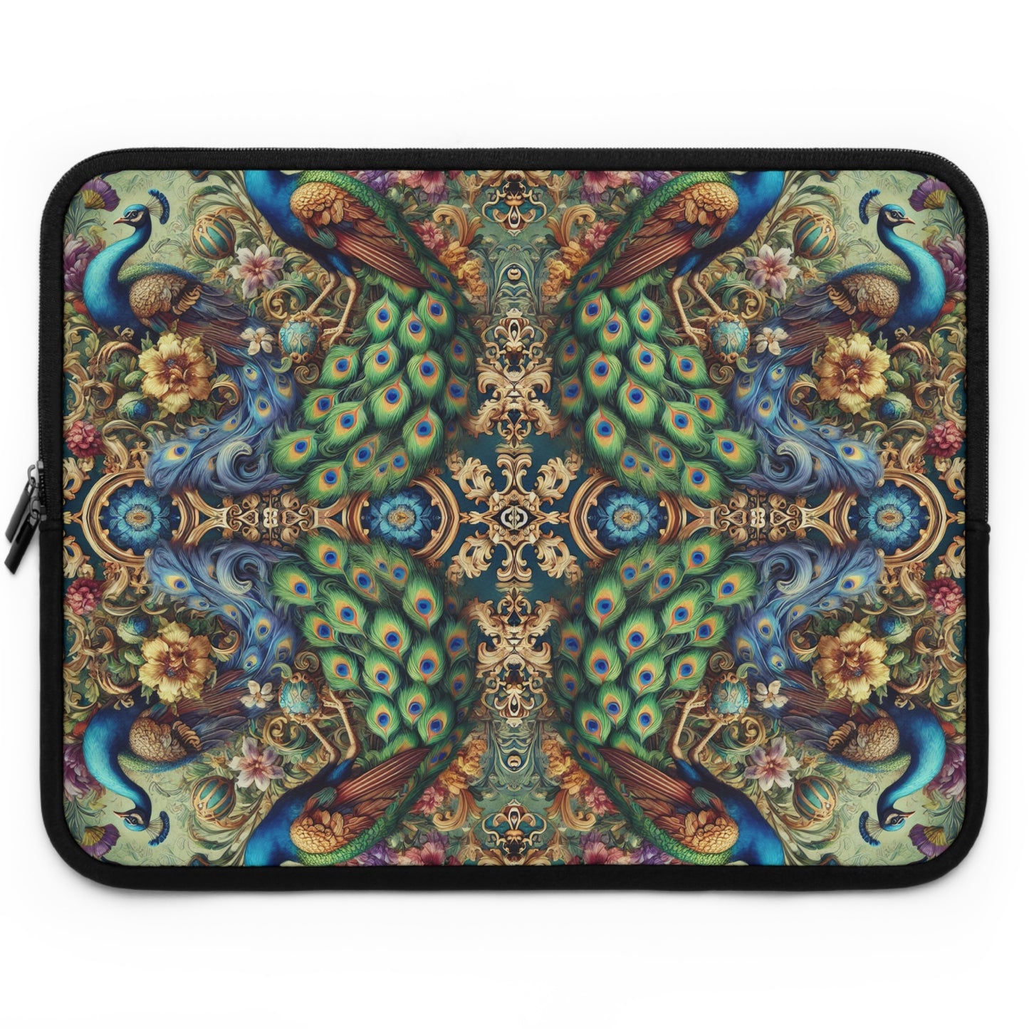 Tropical Laptop Sleeve, 5 Sizes - Perfect for Beach Lovers & Students / Kaleido Peacock Royals