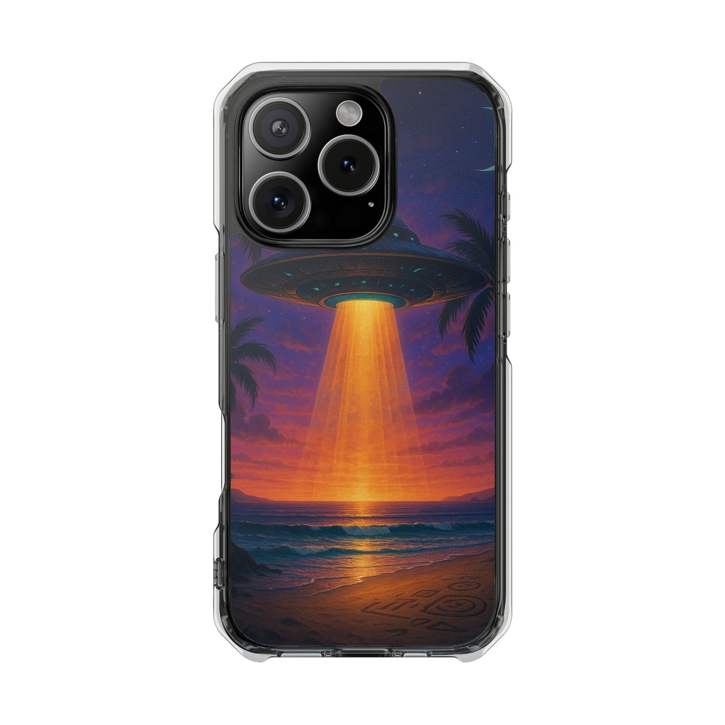 Beach UFO at Night Magnetic Clear Phone Case, Many Models