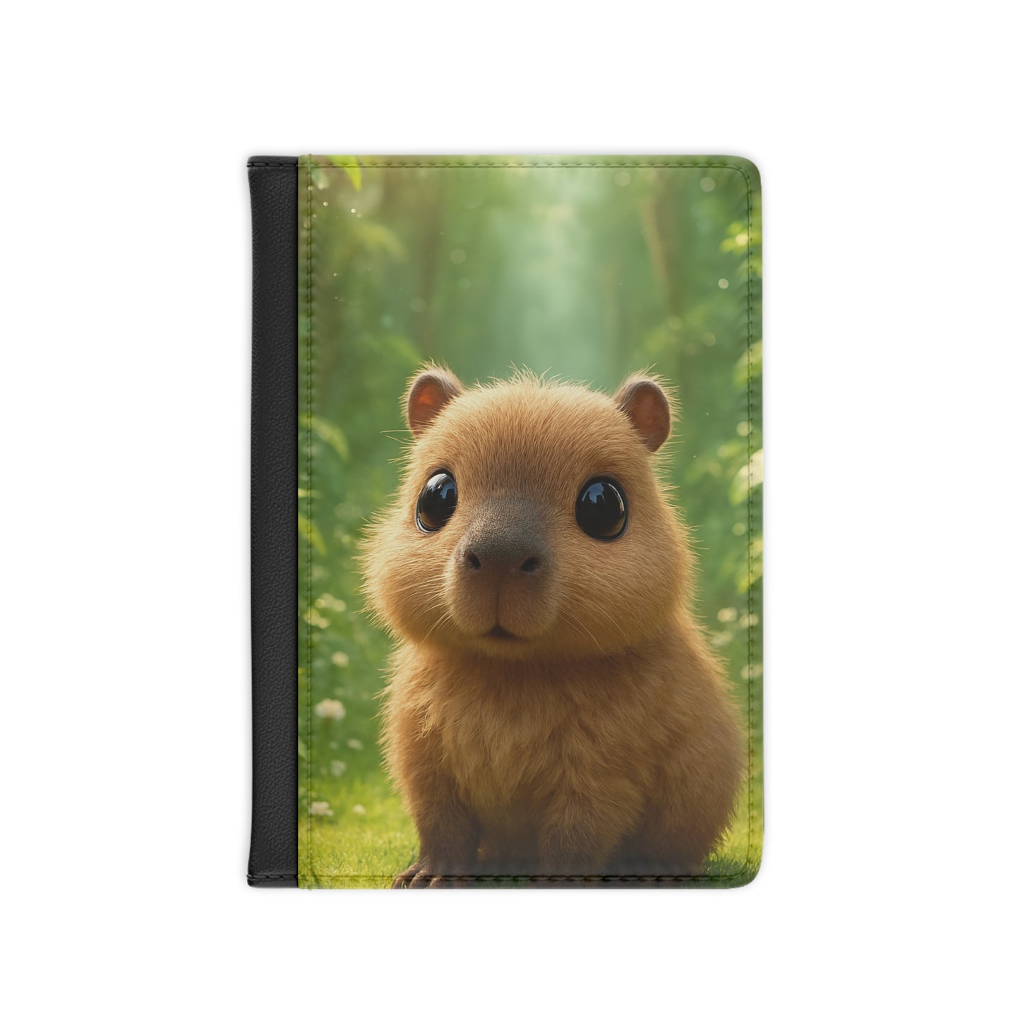 Tropical Passport Cover, Faux Leather - RFID blocking for travel security / Rainforest Baby Capybara