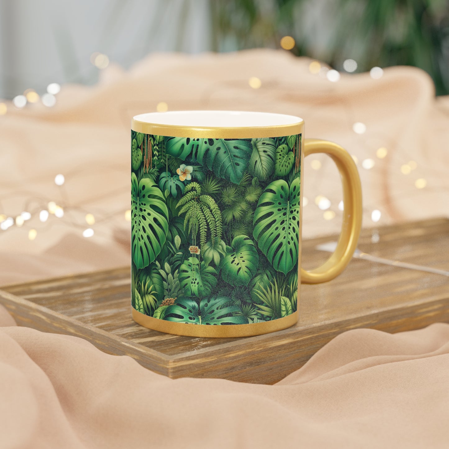 Tropical Metallic Mug, Gold or Silver - Rainforest Greenery