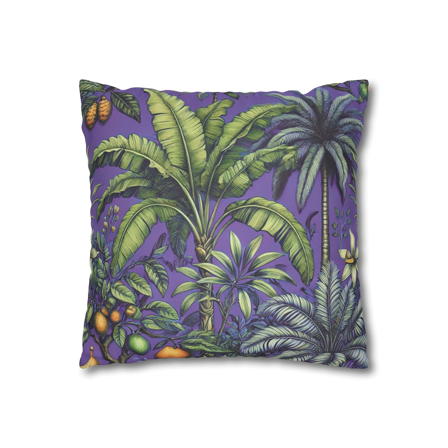 Faux Suede Square Pillowcase - Tropical Fruit, Purple