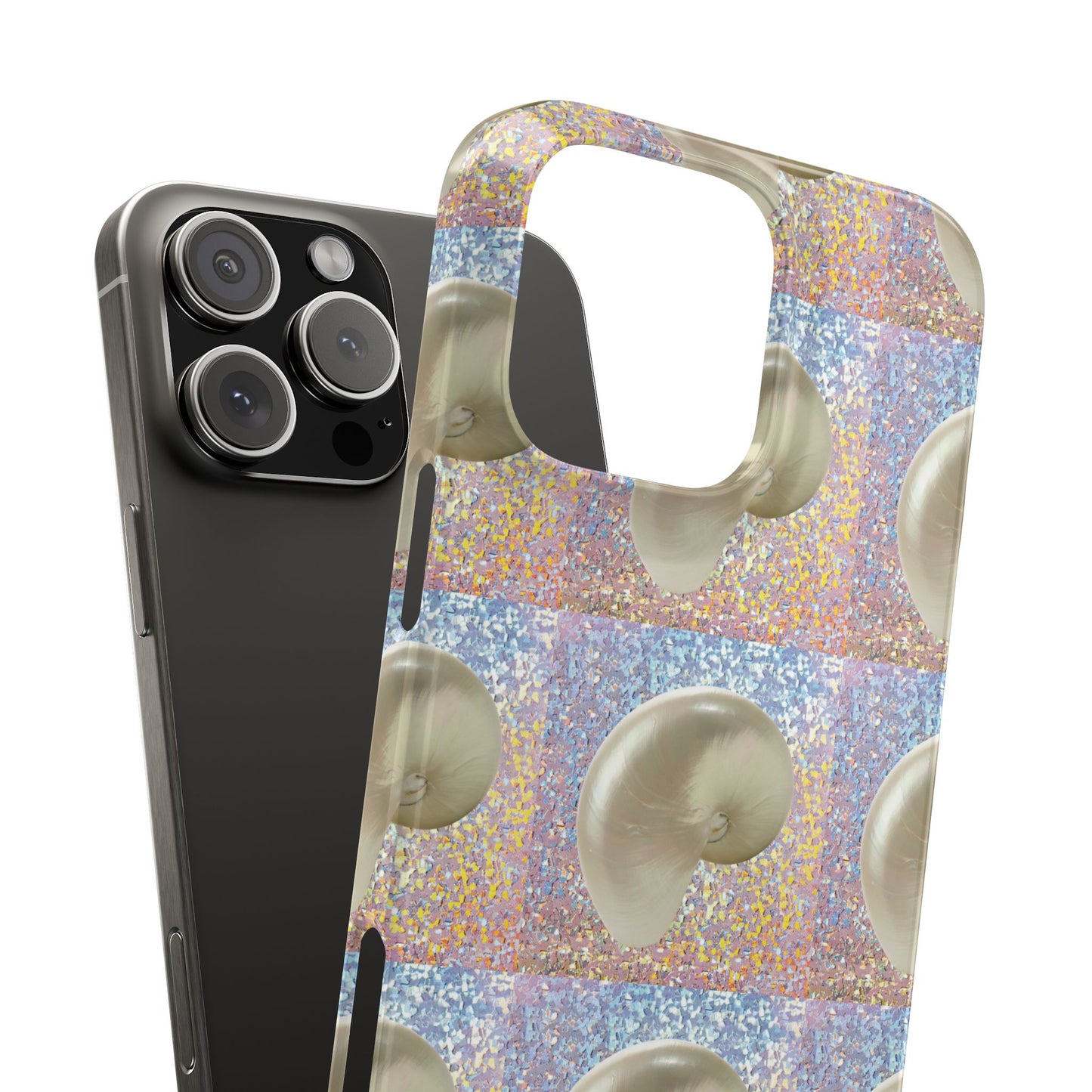 Slim Phone Cases - Disco White Nautilus