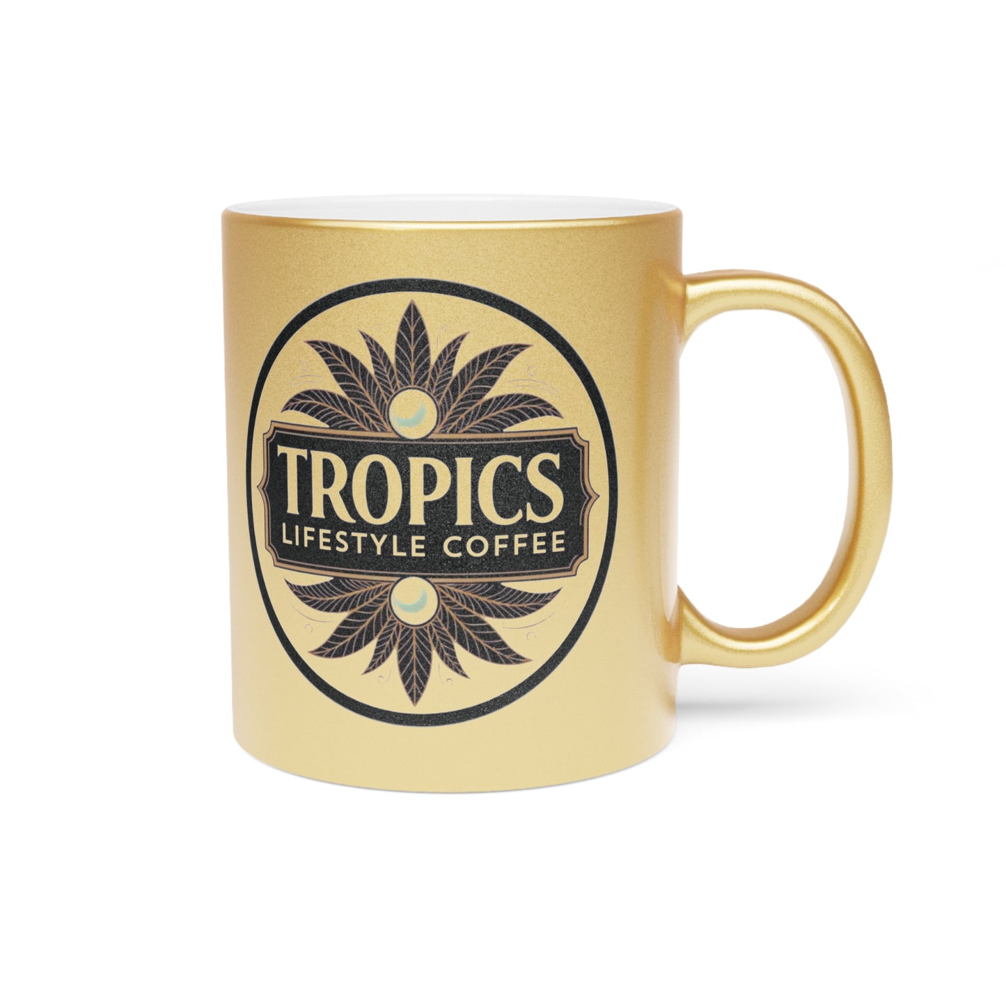 Tropical Metallic Mug, Gold or Silver - Tropics Lifestyle Coffee Logo