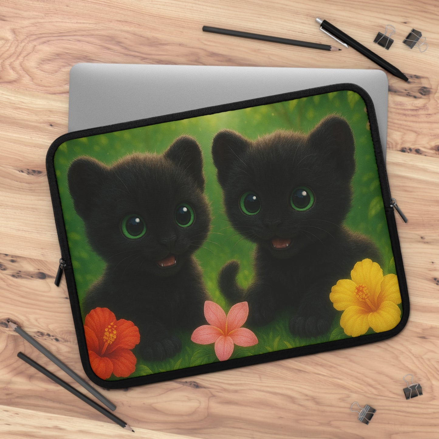 Tropical Laptop Sleeve, 5 Sizes - Perfect for Animal Lovers & Students / Baby Black Panthers